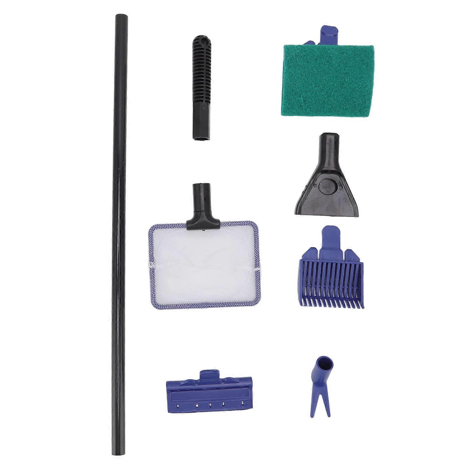 Aquarium Cleaning Tool 5-in-1 Multifunctional Kit with Extension Pole and Ergonomic Handle for Freshwater and Marine Tanks