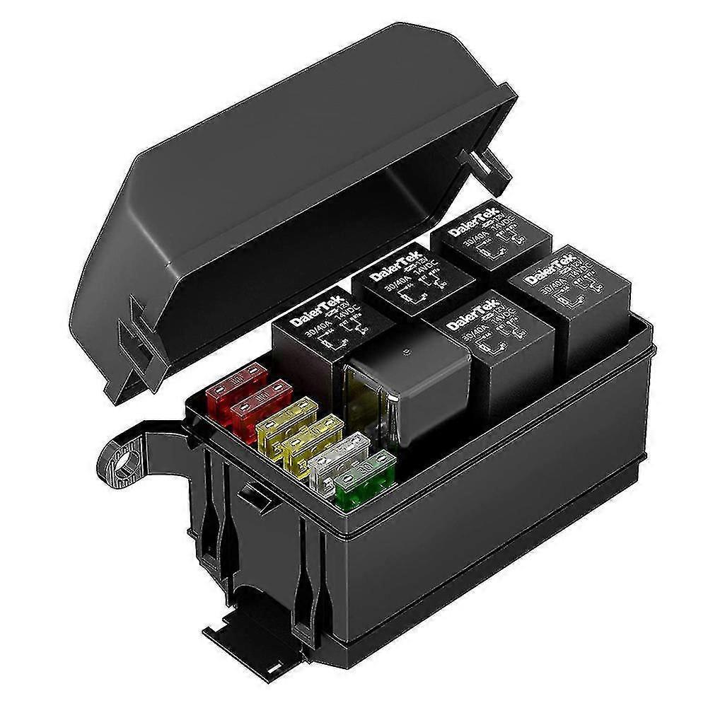 12V Relay Box 6 Slots Relay Block 6 Way Fuse Block Universal Waterproof Fuse and Relay Kit