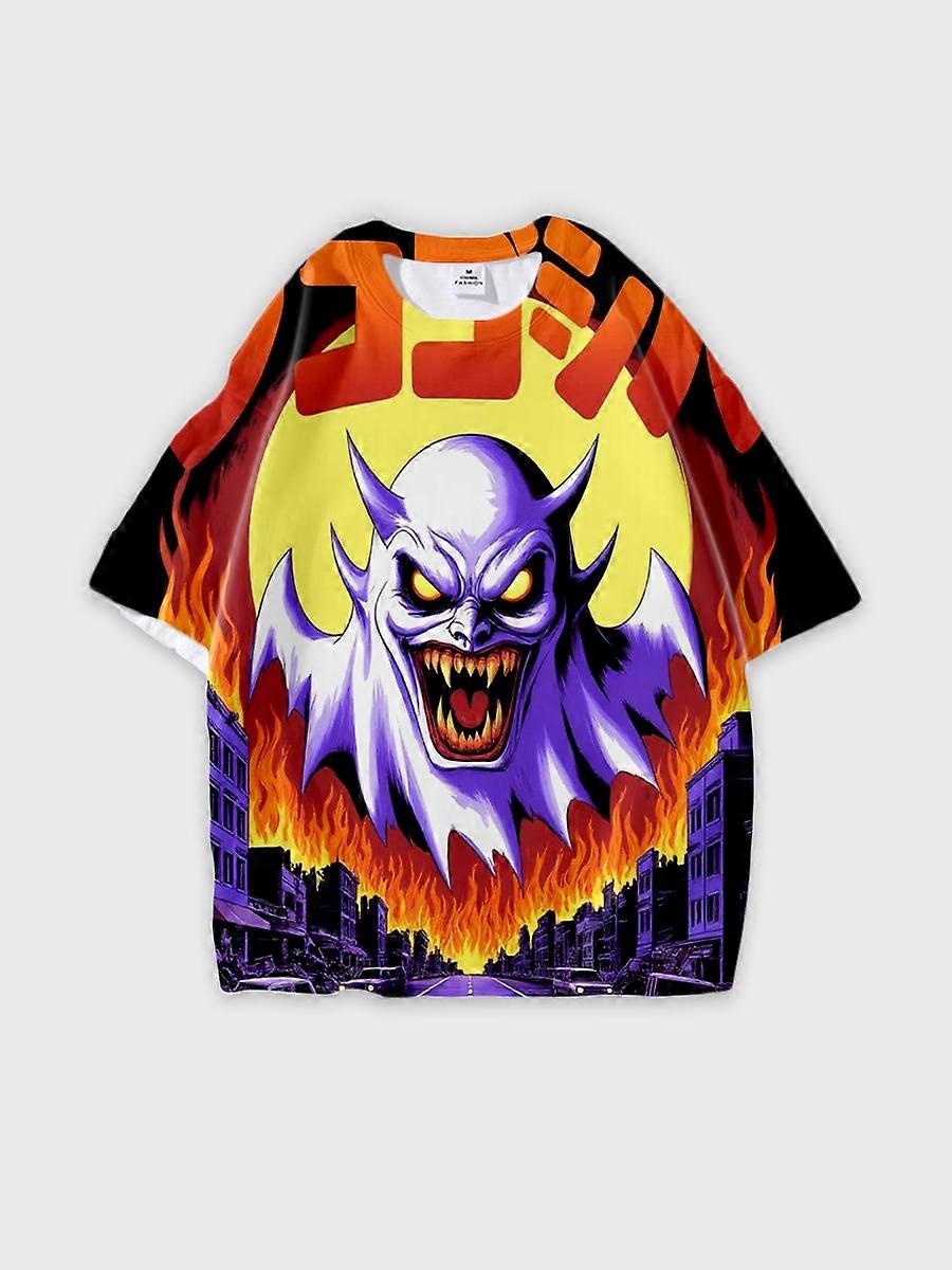 T-shirt round neck Pattern loose short sleeve N3110