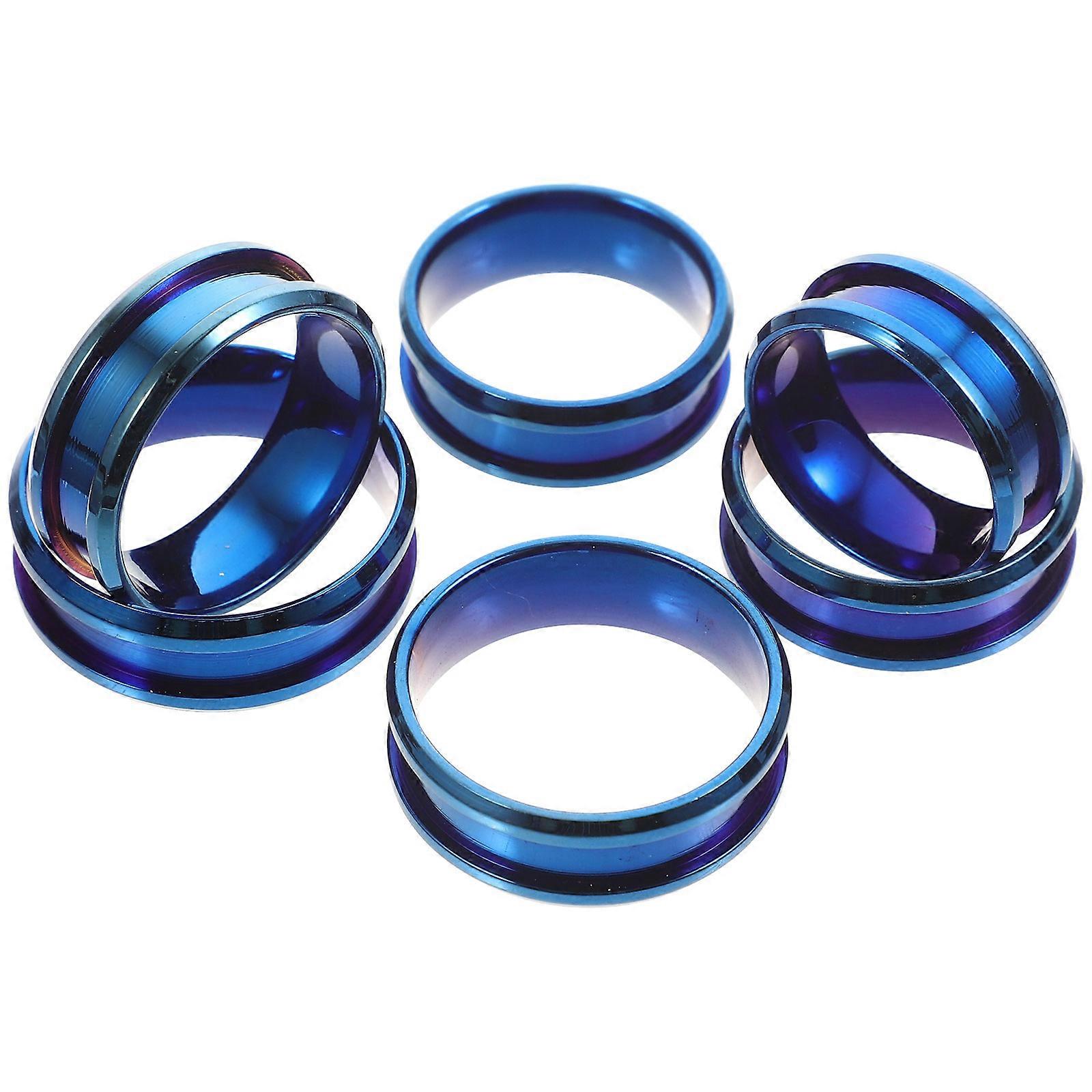 Rust-Proof Fade-Resistant Grooved Finger Rings DIY Lovers Valentine's Day 6Pcs