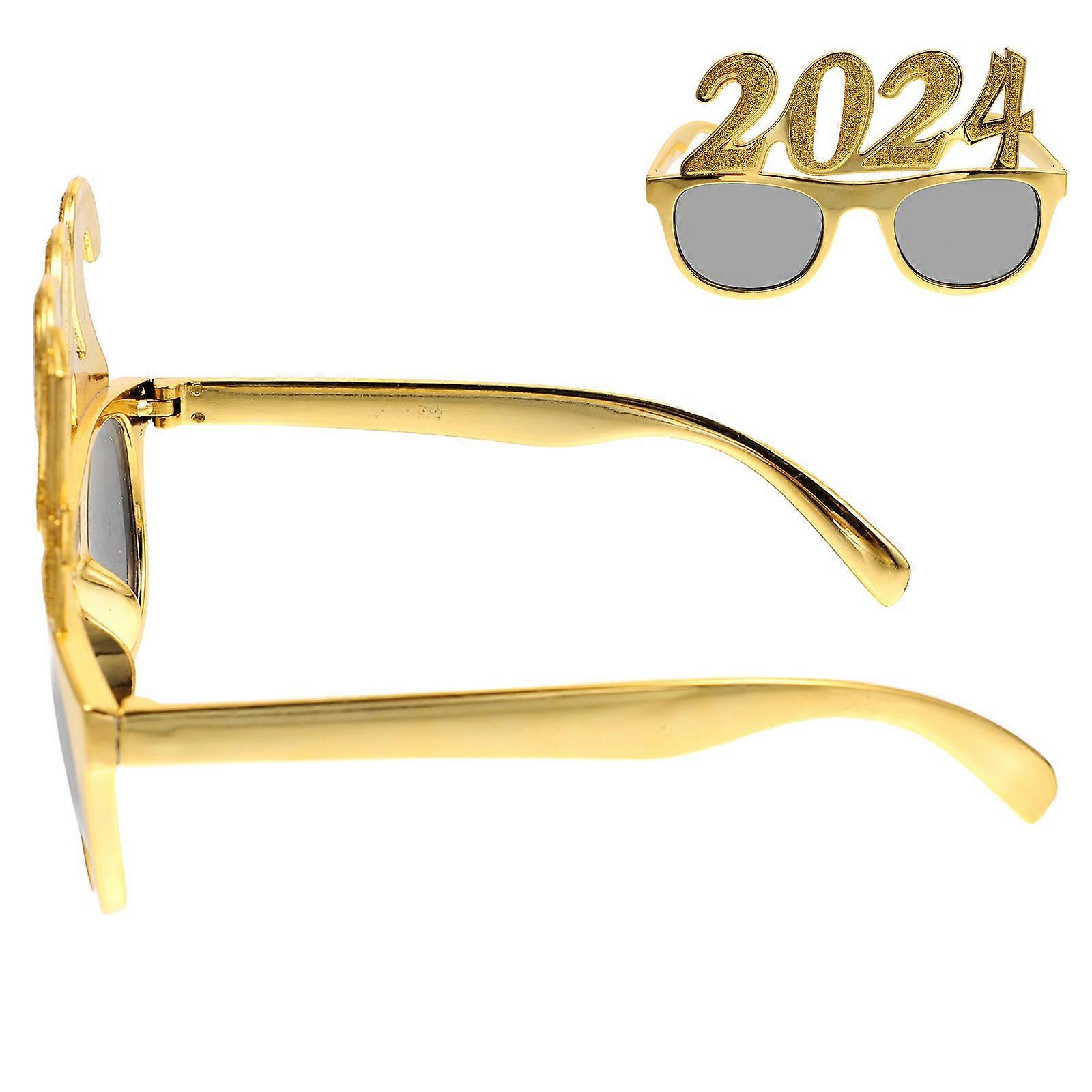 Eyewear For Party And Family Gathering Occasions With New Year's Eve Theme In Golden Color Featuring Decorative Function In 1Pcs