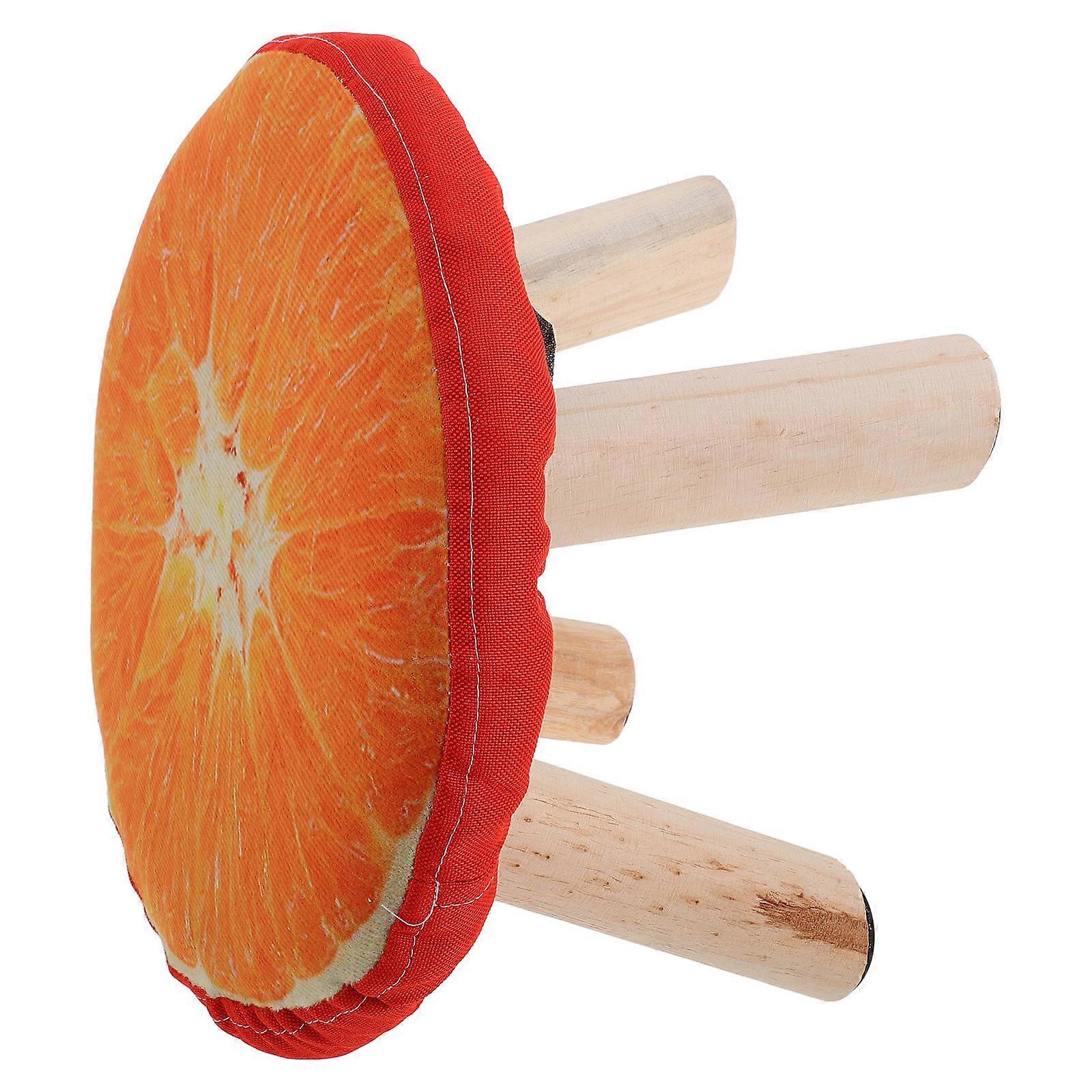 Creative Orange Solid Wood Fun Shoe Changing Stool with Antislip Design for Home Small Space 16 Inch