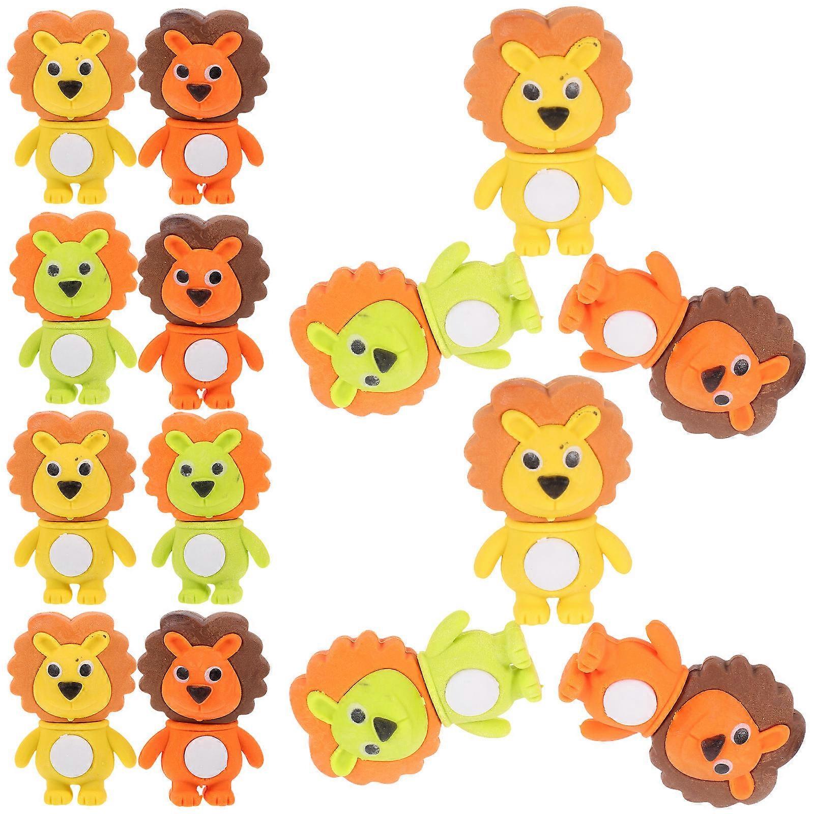 Daily Use Kids Erasers Multi-Function Erasers School Supplies Lion Shape Assorted .00X3.00X1.30cm Pencil Eraser 24Pack