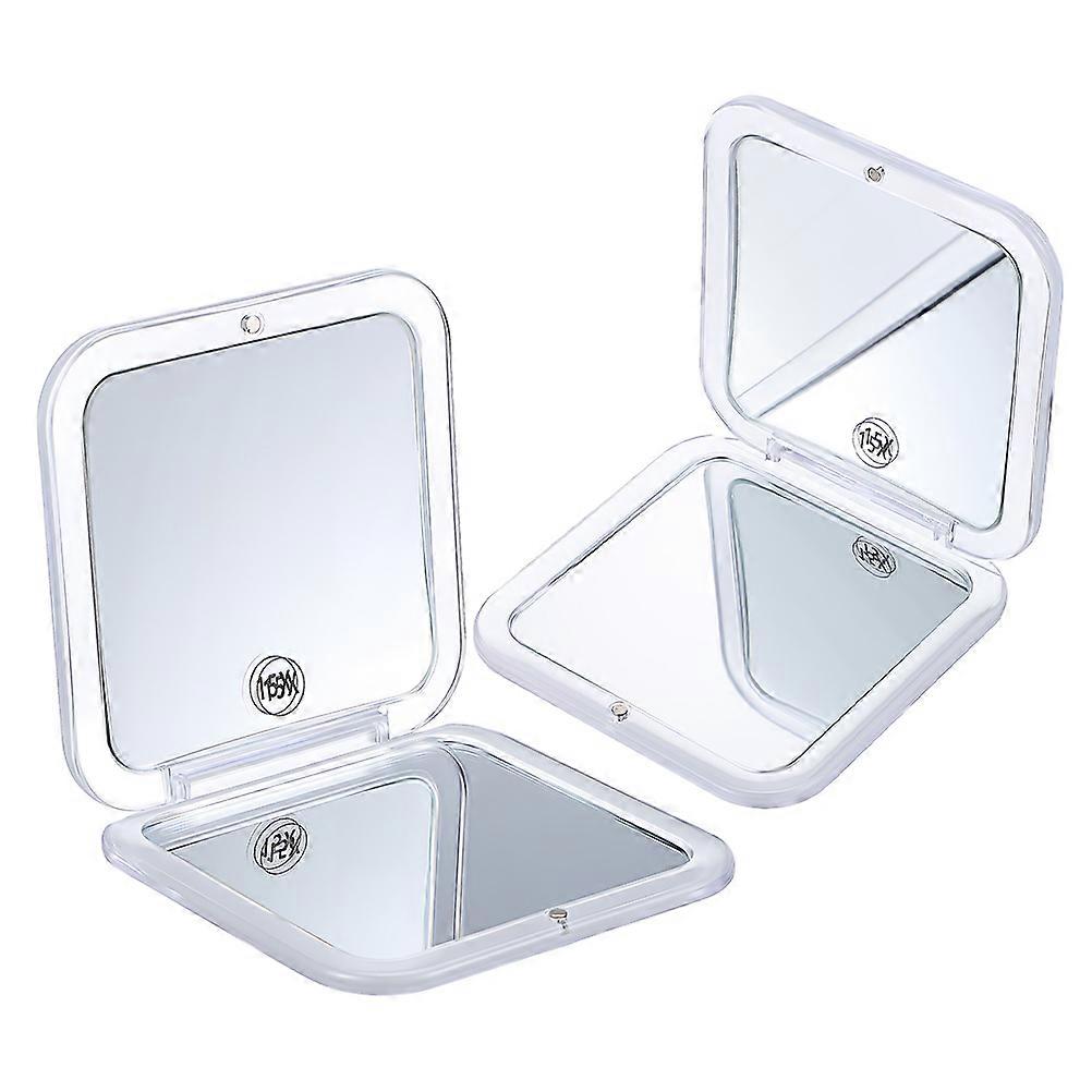 2pcs Small Foldable Travel Makeup Mirror 15X and 1X Magnification Compact Pocket Mirror for Purses