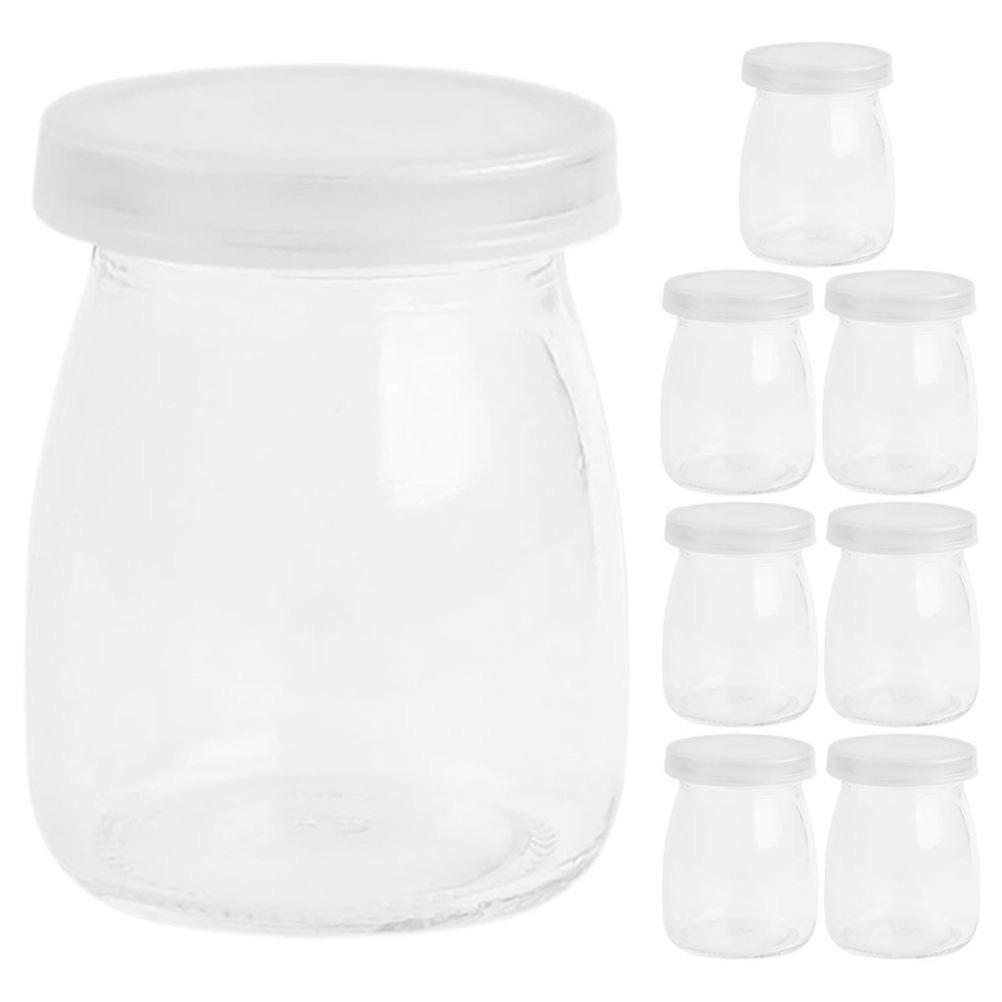 8pcs Pudding Jars Glass Yogurt Containers Glass Jars Yogurt Bottles Honey Pots With Lids 100ml