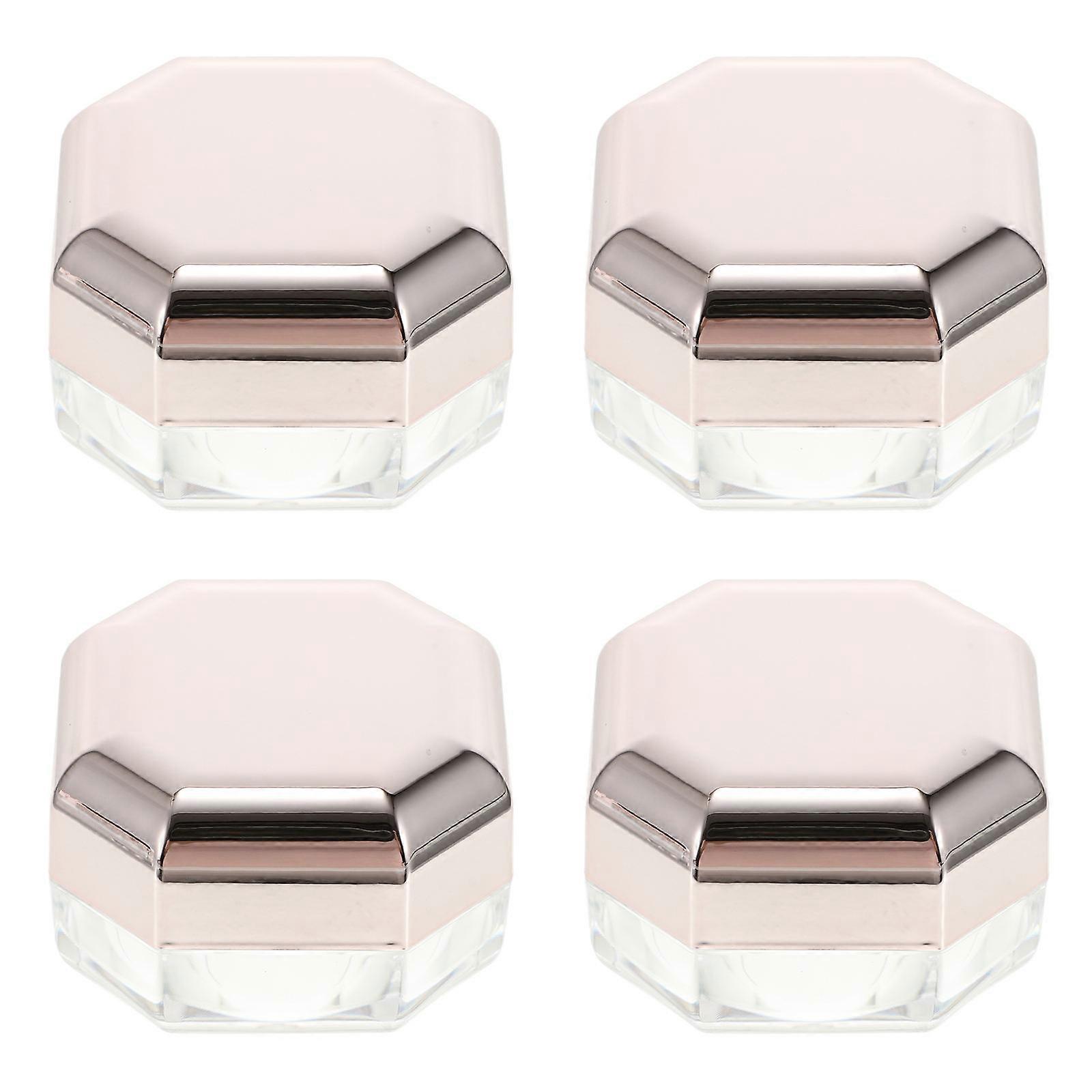 4pcs Octagonal Portable Loose Powder Containers Makeup Powder Boxes Rose Gold