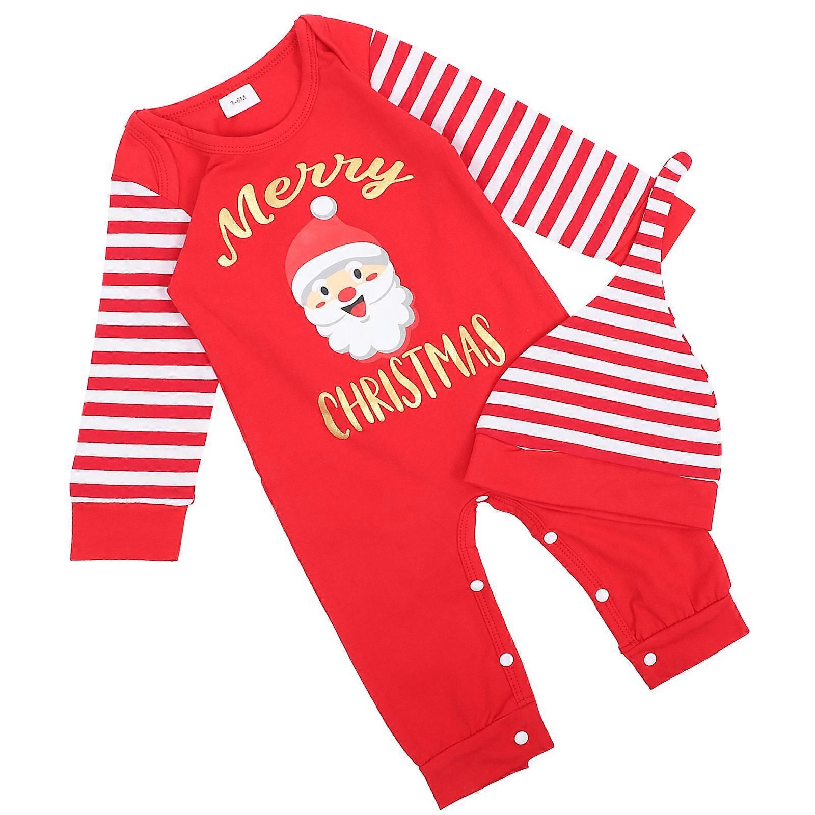 Red Baby Jumpsuit with Santa Pattern for Infants and Toddlers Christmas Celebration 1Set Windproof Function