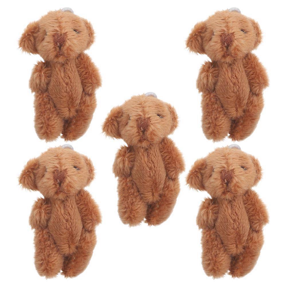 5pcs Mini Bear Plush Dolls Soft Fuzzy Animal Keychains, Wedding Decor, Birthday Party Favors & Realistic Photography Props for Miniature Scenes