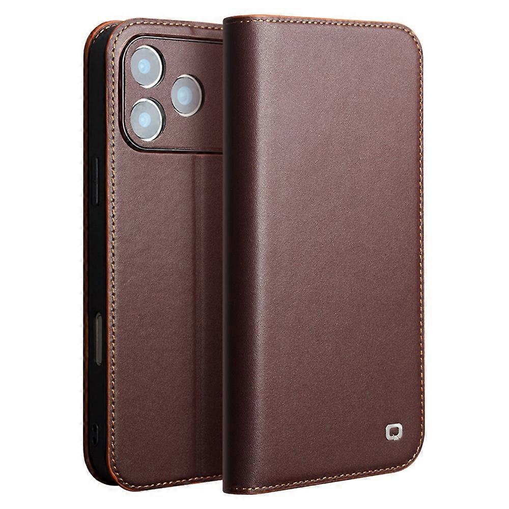 QIALINO iPhone 17 Pro ケース ウォレット フリップ スタンド 電話カバー 本革 牛革 対応