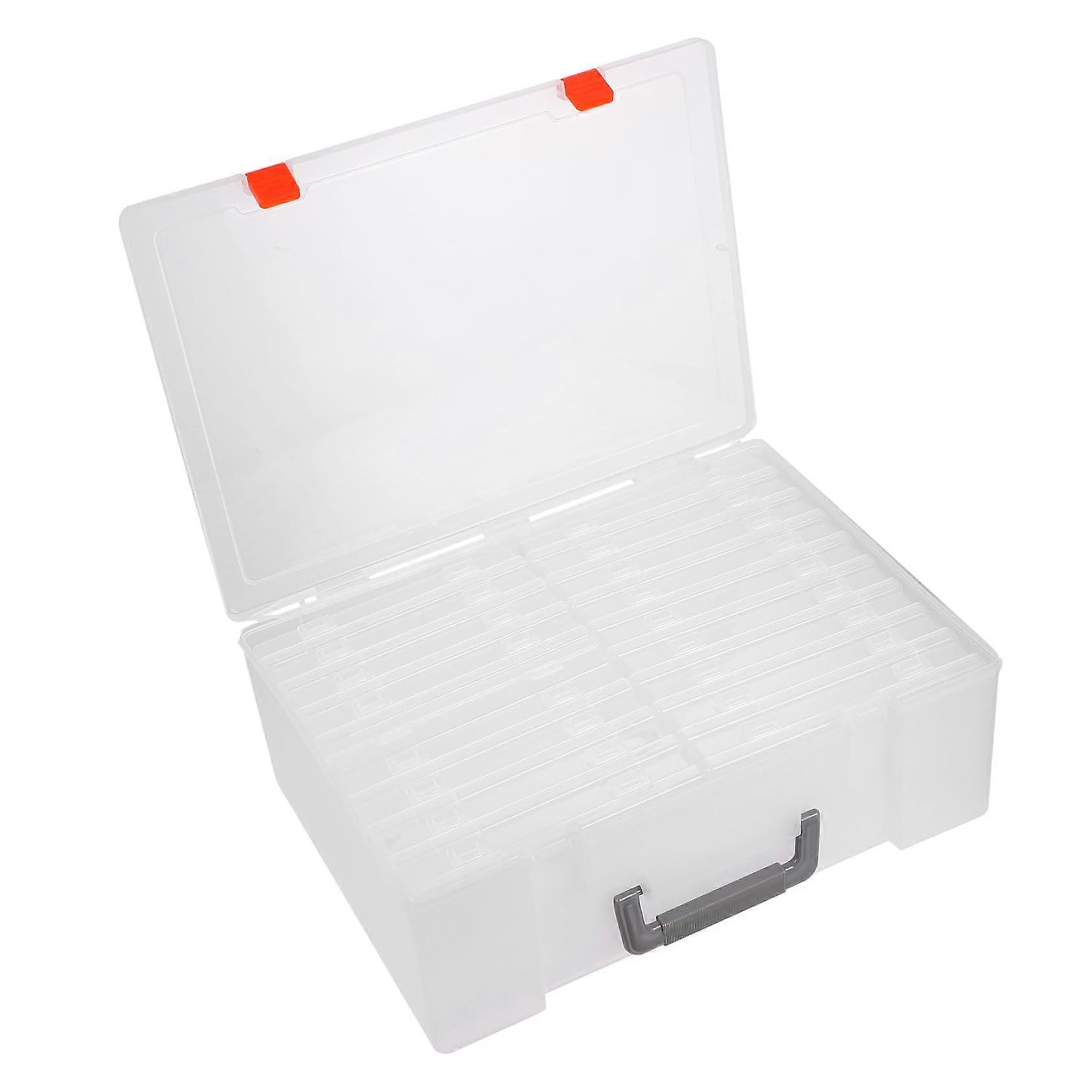 Plastic Photo Storage Box with 18 Small Boxes, Transparent Craft Case