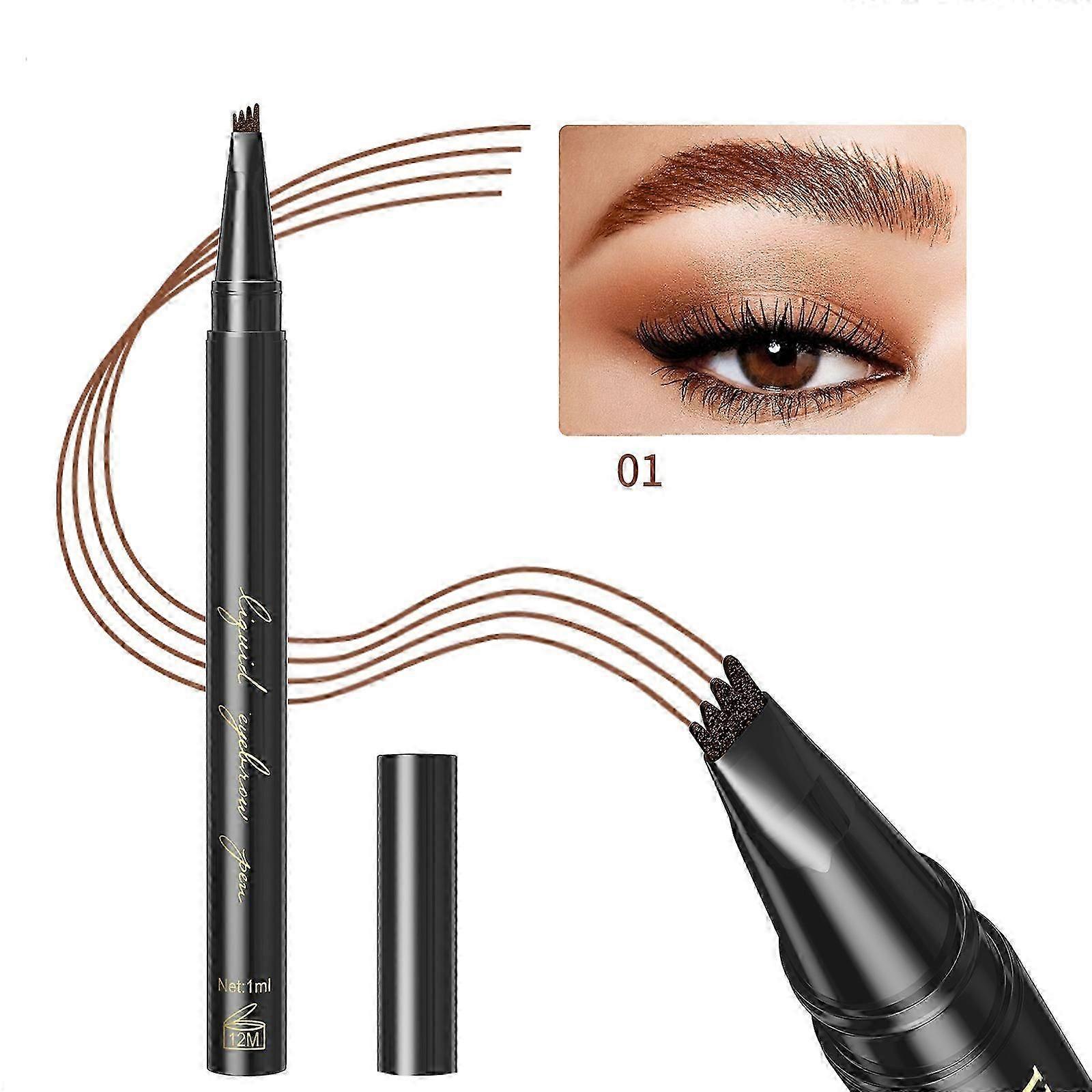 Crayon à sourcils Stylo à sourcils liquide Microblade avec 4 griffes, longue durée, imperméable et naturel, reste allumé toute la journée