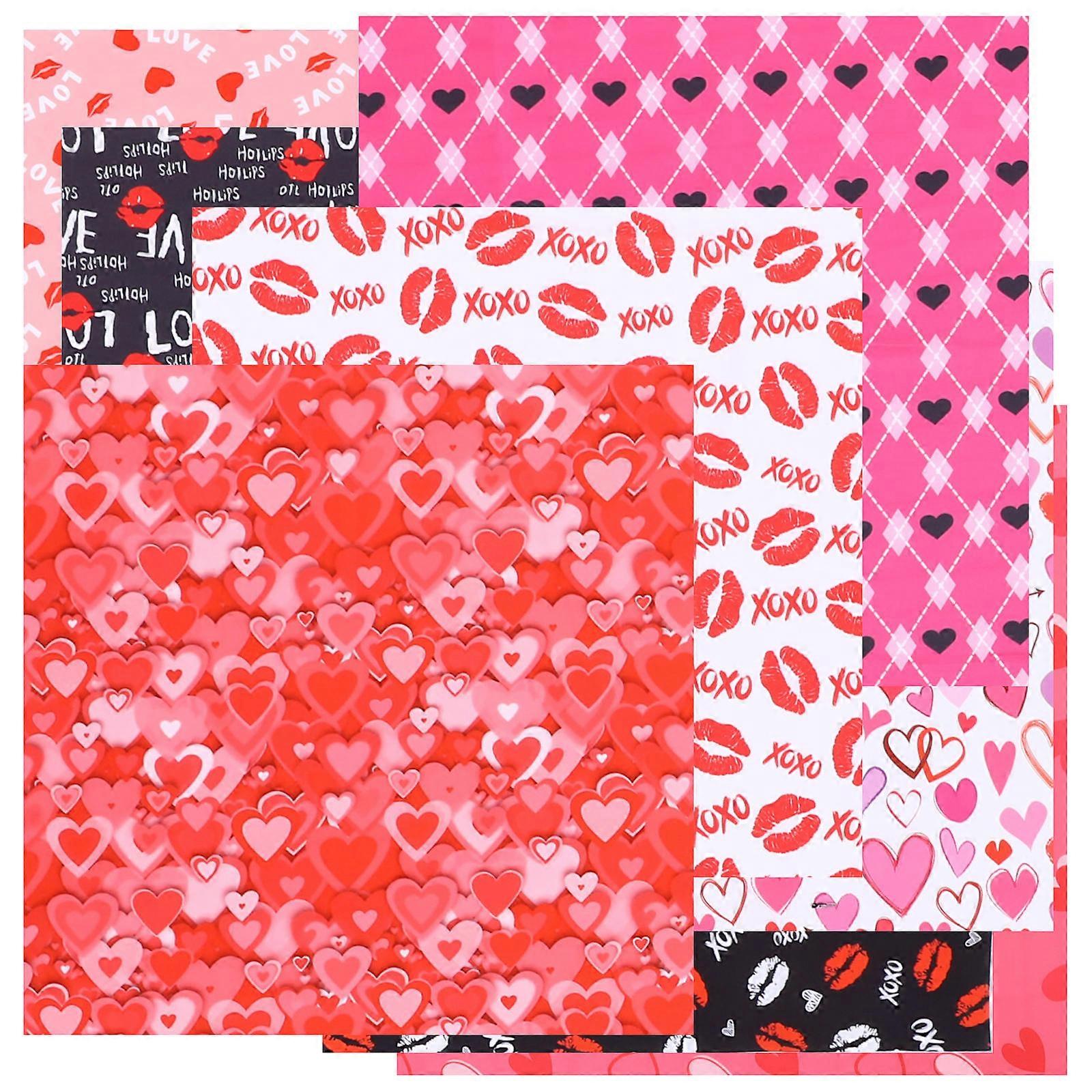 Valentine's Day Themed Patchwork Fabric For DIY Projects And Gift Wrapping 50x50cm 8 Sheets