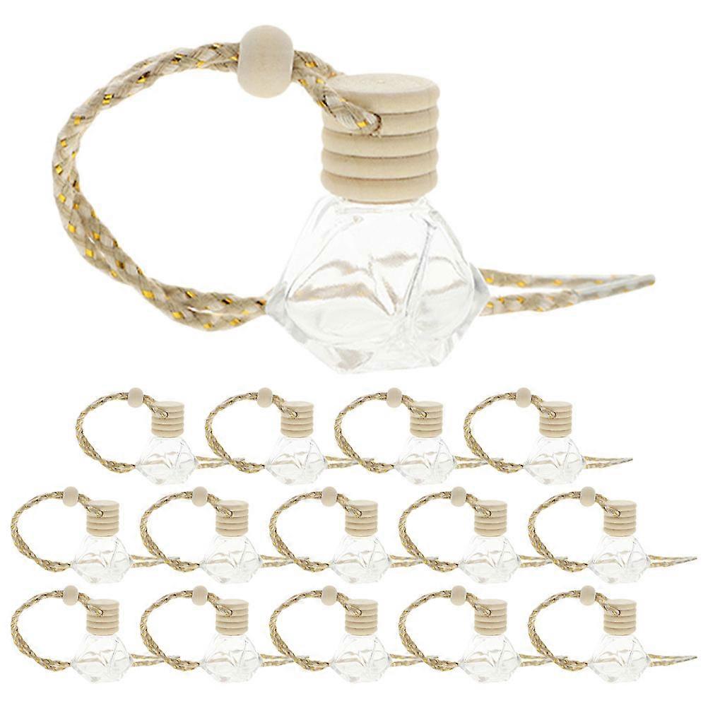 Diamond Shaped Glass Car Diffuser Bottles Set of 15 Elegant Essential Oil Air Freshener for Car Aromatherapy Compact Hanging Fragrance Decor