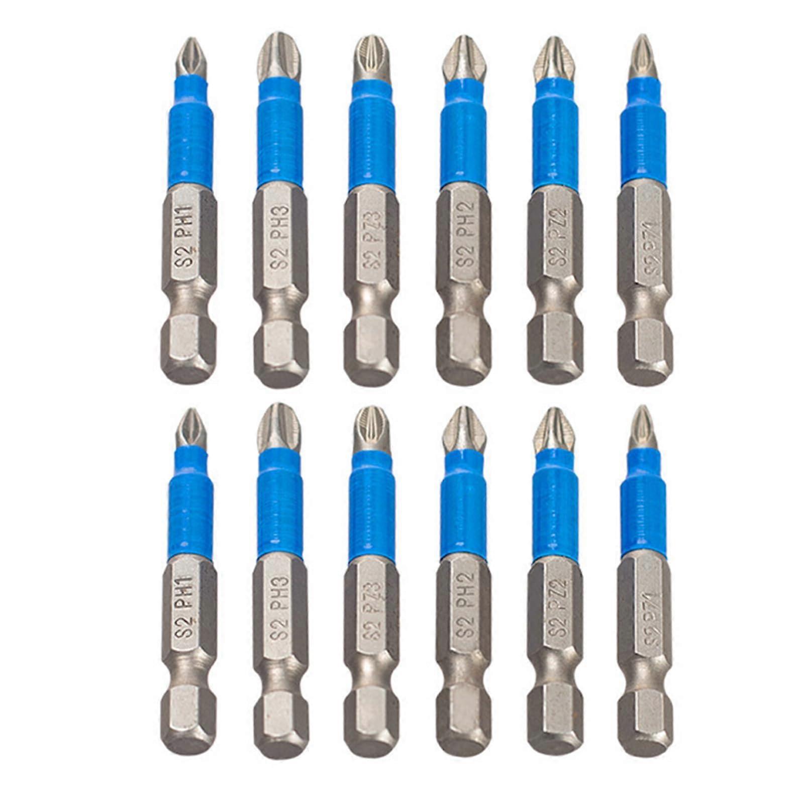 PH2 Cross Screwdriver Set 6/12 Pcs Magnetic Rust-Resistant Steel Impact Bits Non-Slip Design for Enhanced Grip