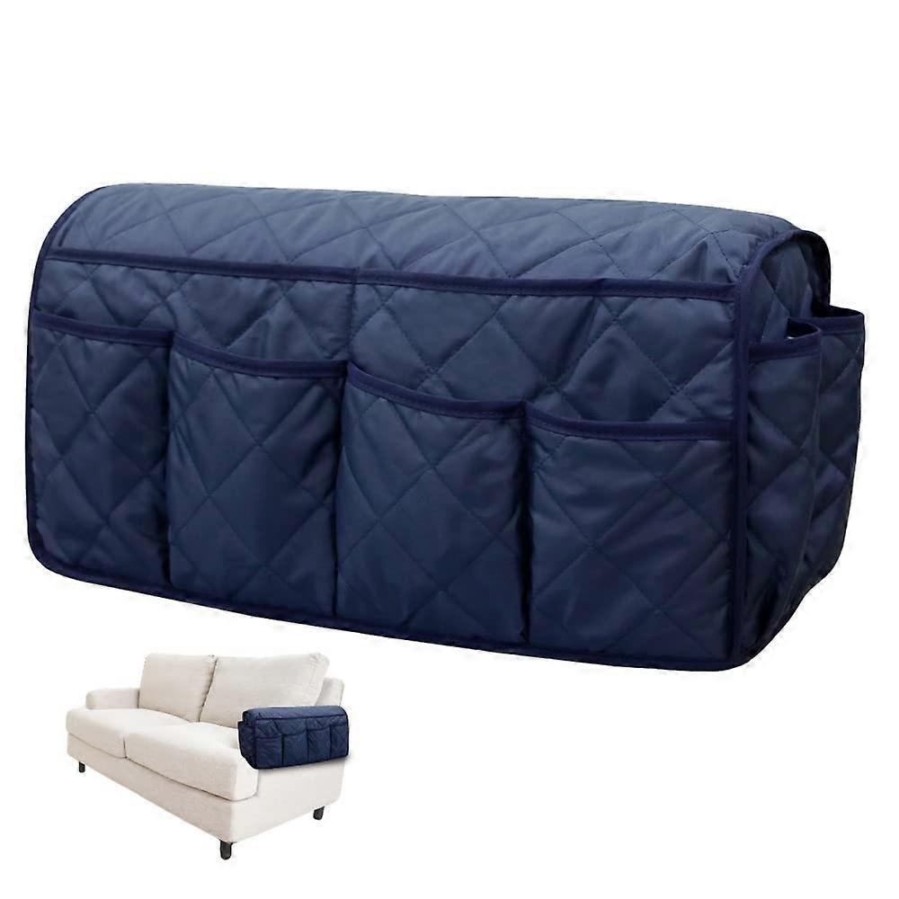 Sofa Side Organizer Caddy Blue Multi-Pocket Essentials Holder Bag Splash Proof for Sofas Armchairs Couches