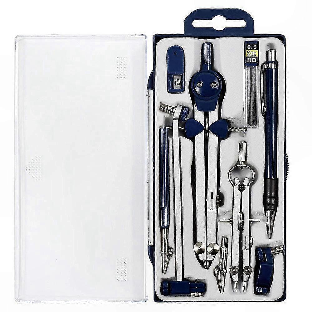 9-Piece Geometry Kit with Metal Compass, Precision Drawing Tools for Students and Architects