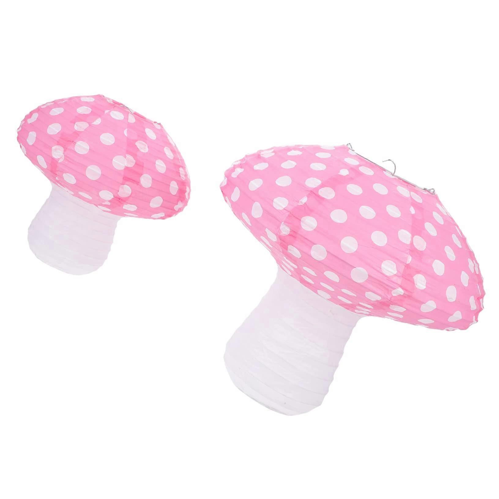 2pcs Mushroom Paper Lanterns Decorations Kindergarten Party Props 3D Paper Lantern Lights for Window Wall Courtyard 30X30X30CM 1