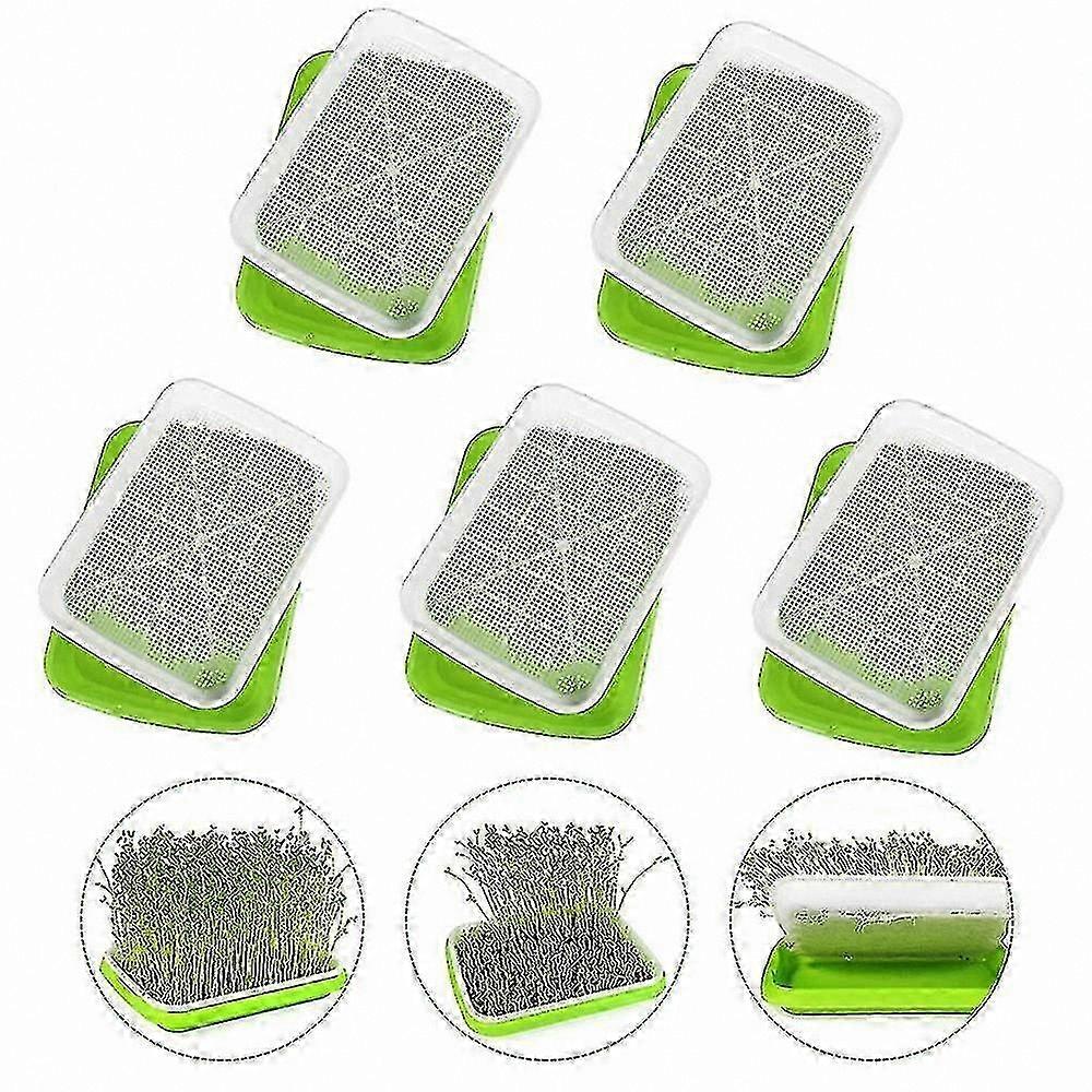 5-Pack Plastic Sprouting Trays for Hydroponic Seed Cultivation Without Soil