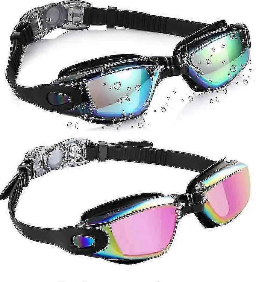 2-Piece Adult Swimming Goggles Set with Leakproof and Anti-Fog Features for Men and Women