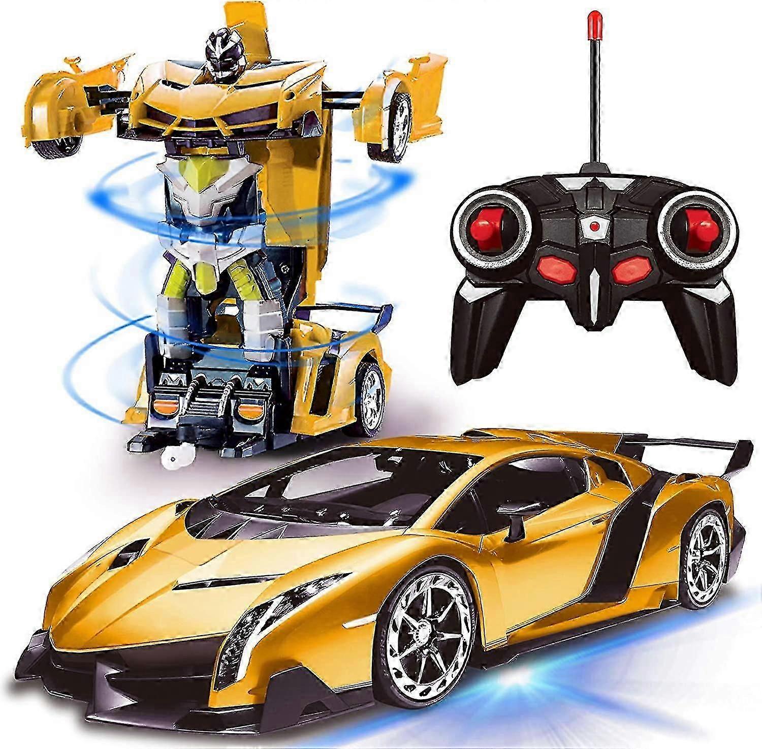 Telecomando Trasforma auto Robot giocattolo con luci Deformazione Rc Car 2.4ghz 1:18 Ricaricabile 360rotating Stunt Race Car Giocattoli per bambini Ragazzi Ragazze Età