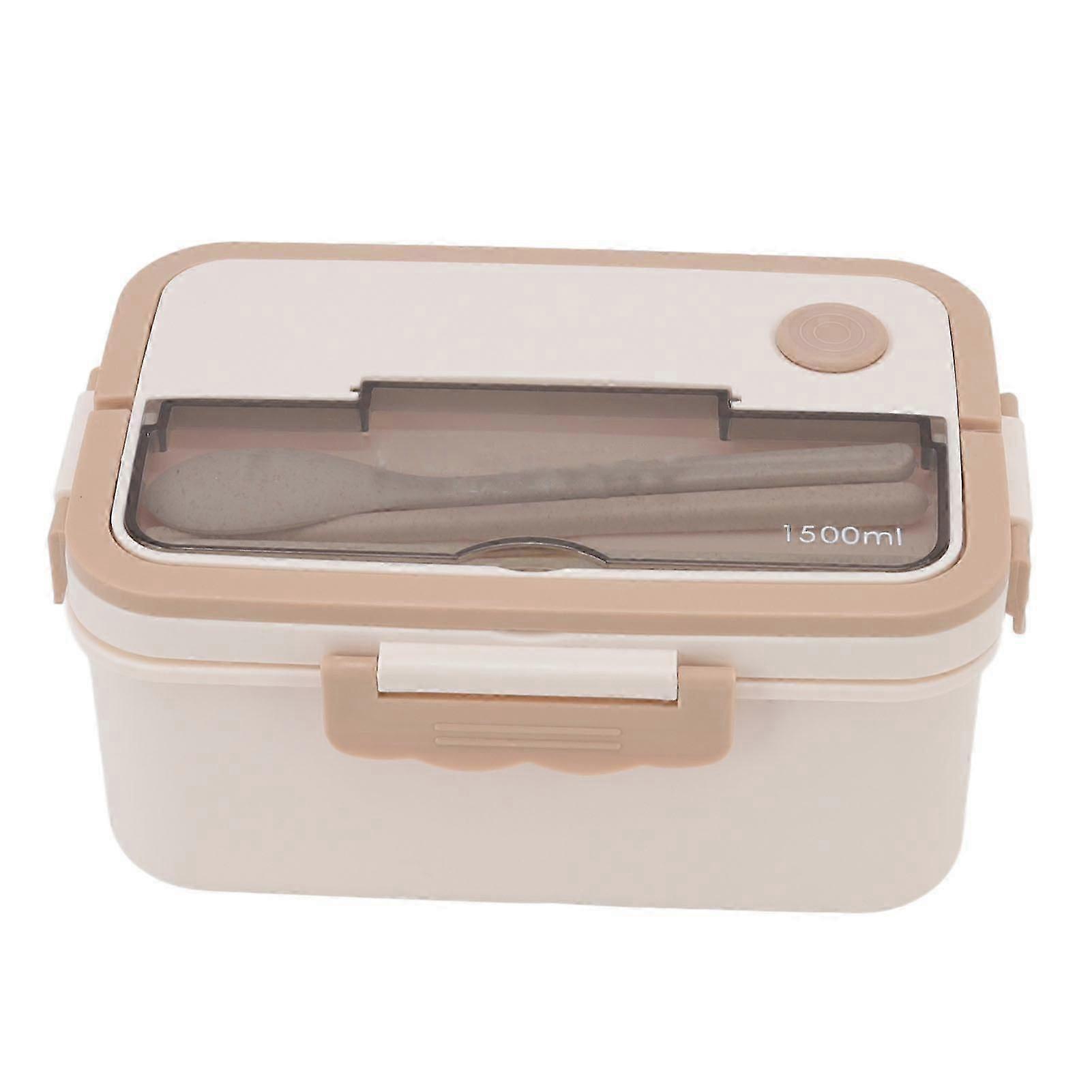 1500ml Heat-Resistant Plastic Bento Box with Portable Design, Includes Chopsticks and Spoon