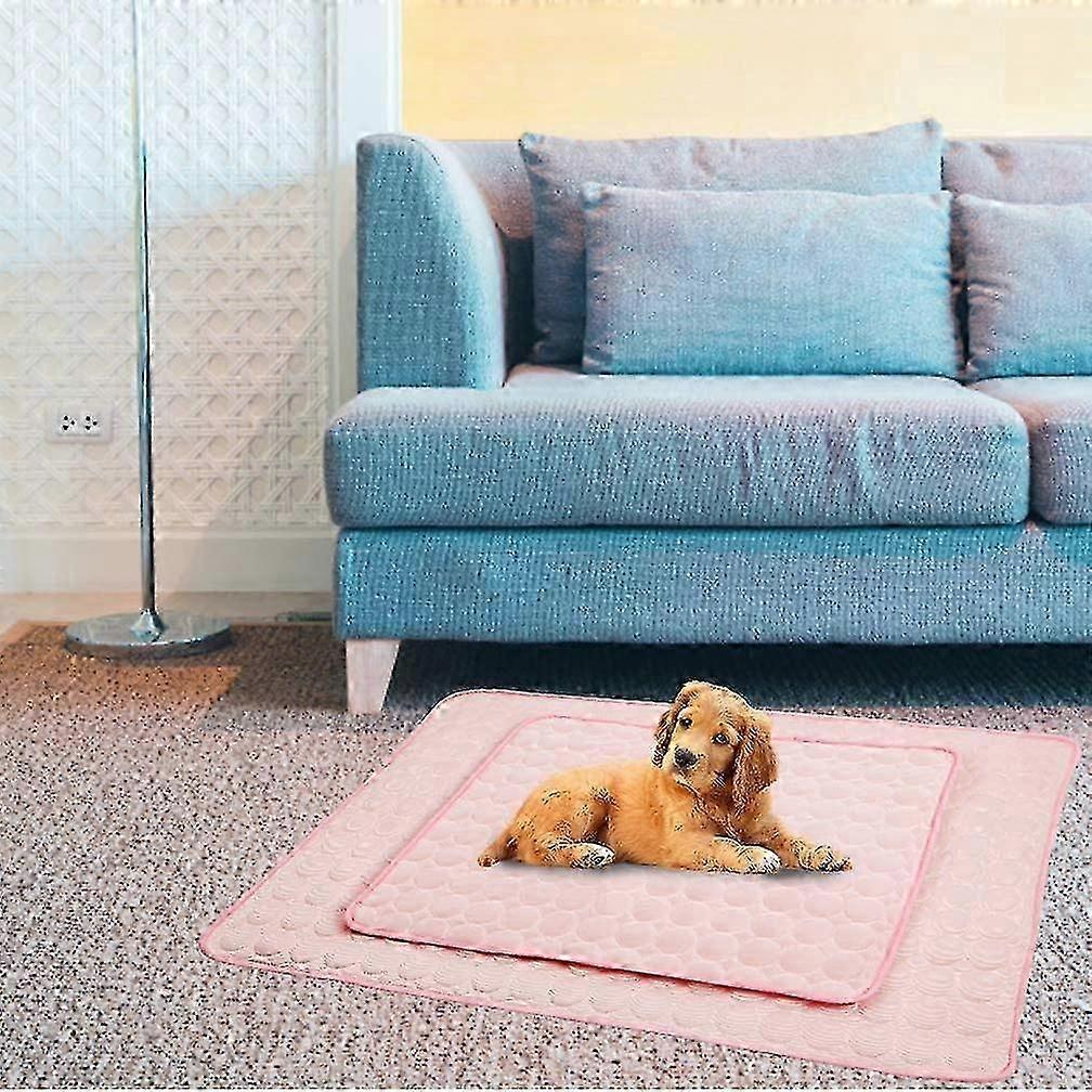 Dog & Cat Ice Silk Self-Cooling Mat, 100*70CM, Pink