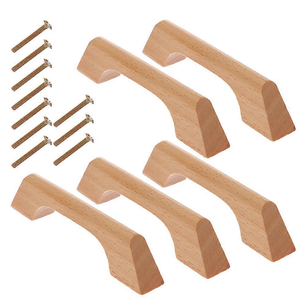 5pcs Unfinished Solid Wood Drawer Handles Wood Pulls for Kitchen Cabinets Wardrobes Cupboards Comfortable Grip Easy Installation