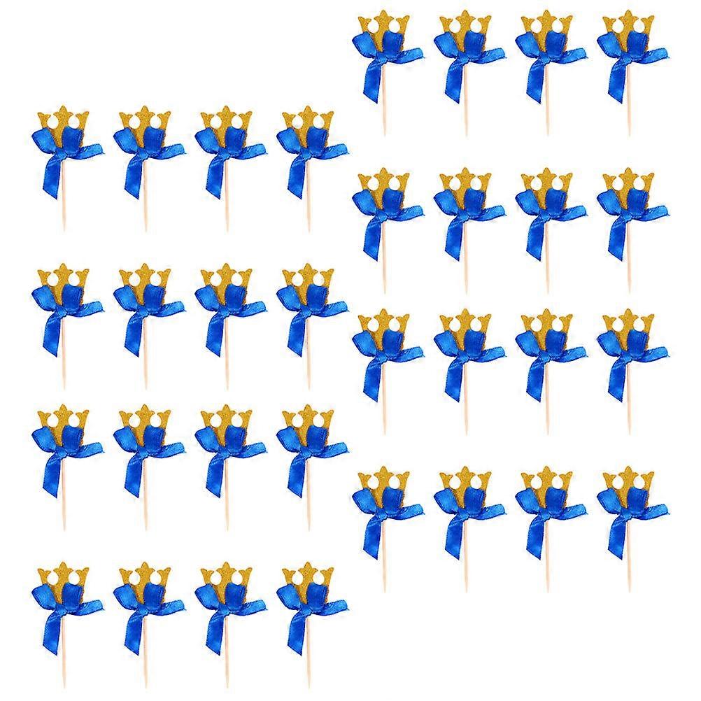 Masteelf 40 Pcs Paper Cake Toppers with Creative Crown Shape for Cake Inserted Cards and Dessert Decor