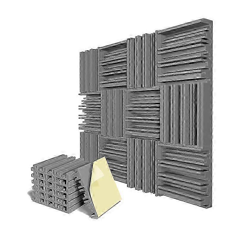 6 Pcs Self-Adhesive Acoustic Foam Panels,12 X 12 X 2 Inches Sound Absorbing Foam,Recording Studio Sound Proof Foam Grey