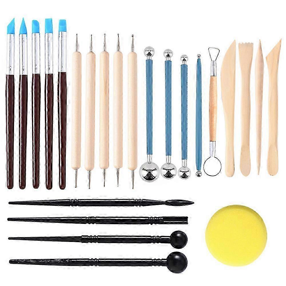24pcs Clay Sculpting Tools Set for Pottery, Dotting, Rock Painting, Modeling