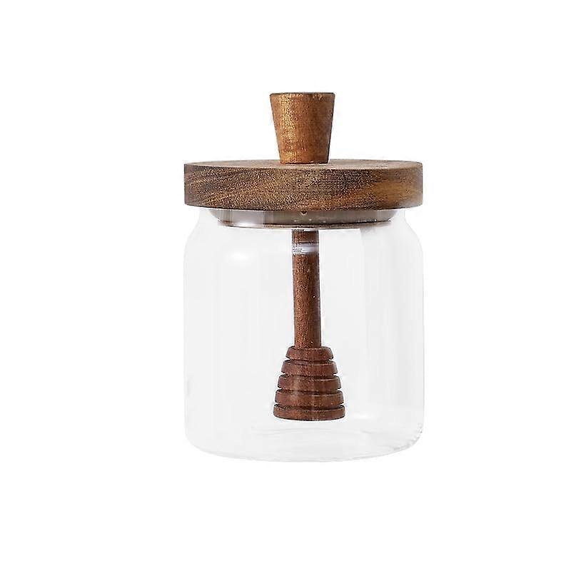 Honey Dispenser 500ml Glass Jar With Wooden Lid And Dipper Honey Jar With Dipper For Syrup Jam Jelly Keeps Honey Fresh