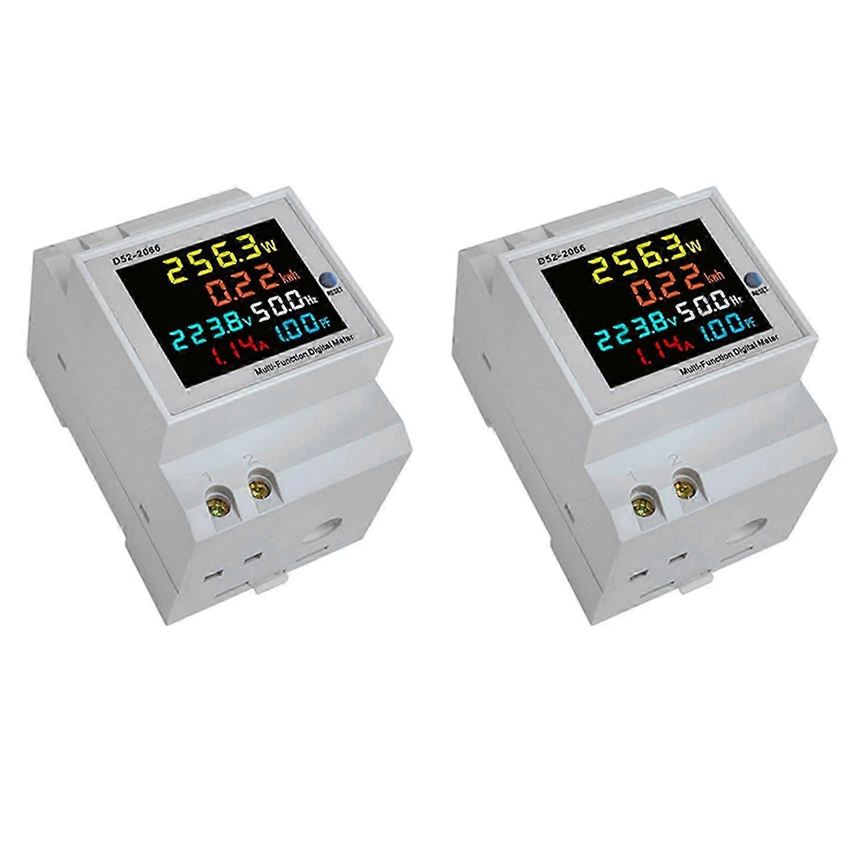 3x Din Rail Ac Monitor 6in1 40-300v 100a Voltage Current Factor Active Kwh Energy Frequency Meter V