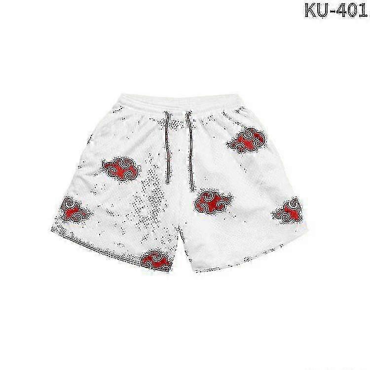 火影忍者赤月男士短裤夏季休闲泳装简短动漫透气沙滩短裤运动裤跑步健身裤礼物