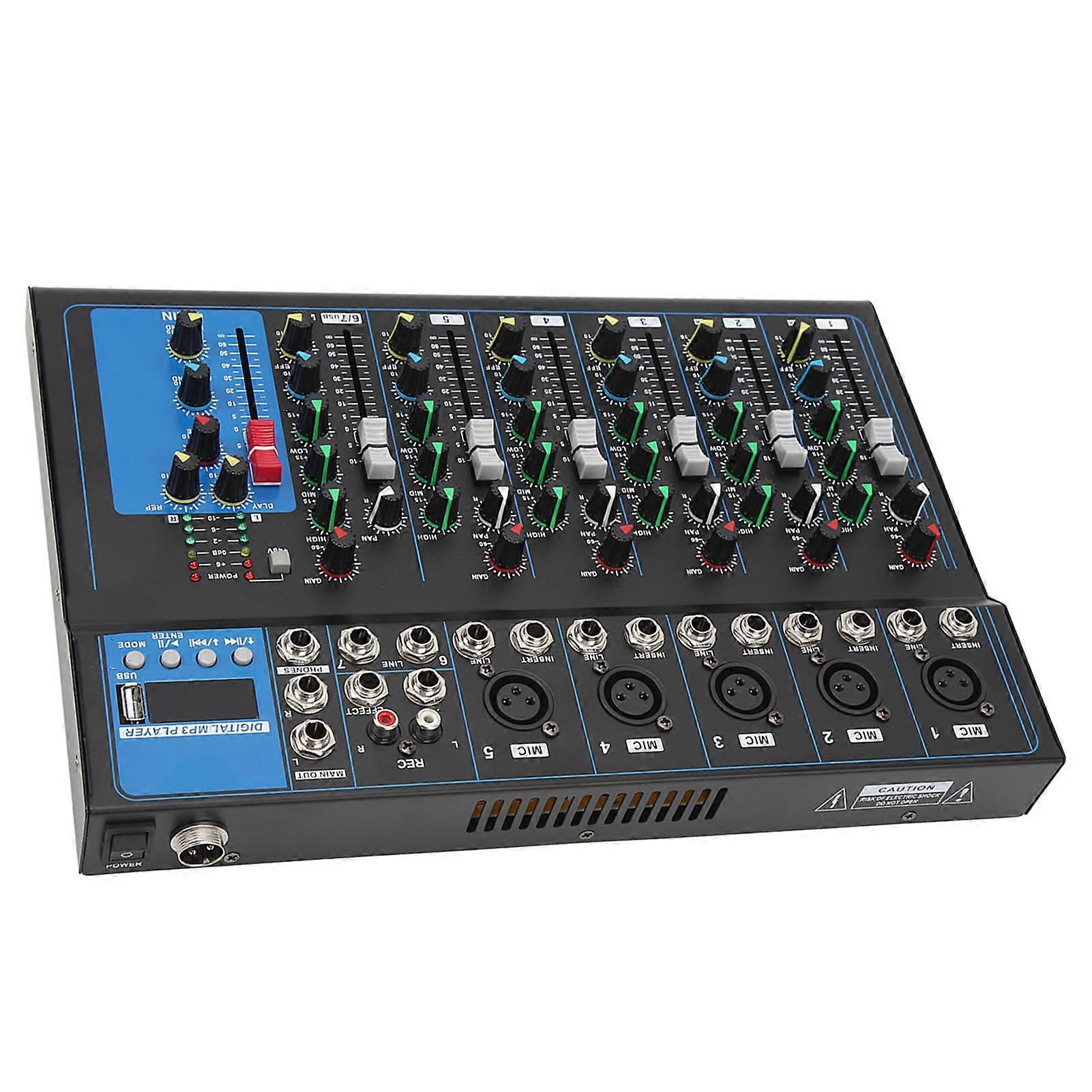 7-Channel Wireless Bluetooth Sound Mixer Console Metal 110V US Plug