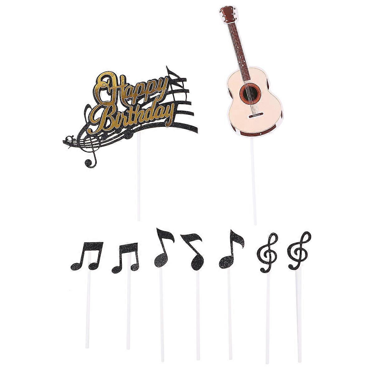 Guiter Notes Cake Toppers Assorted Color Paper DIY Birthday Cake Decor for Party 48pcs