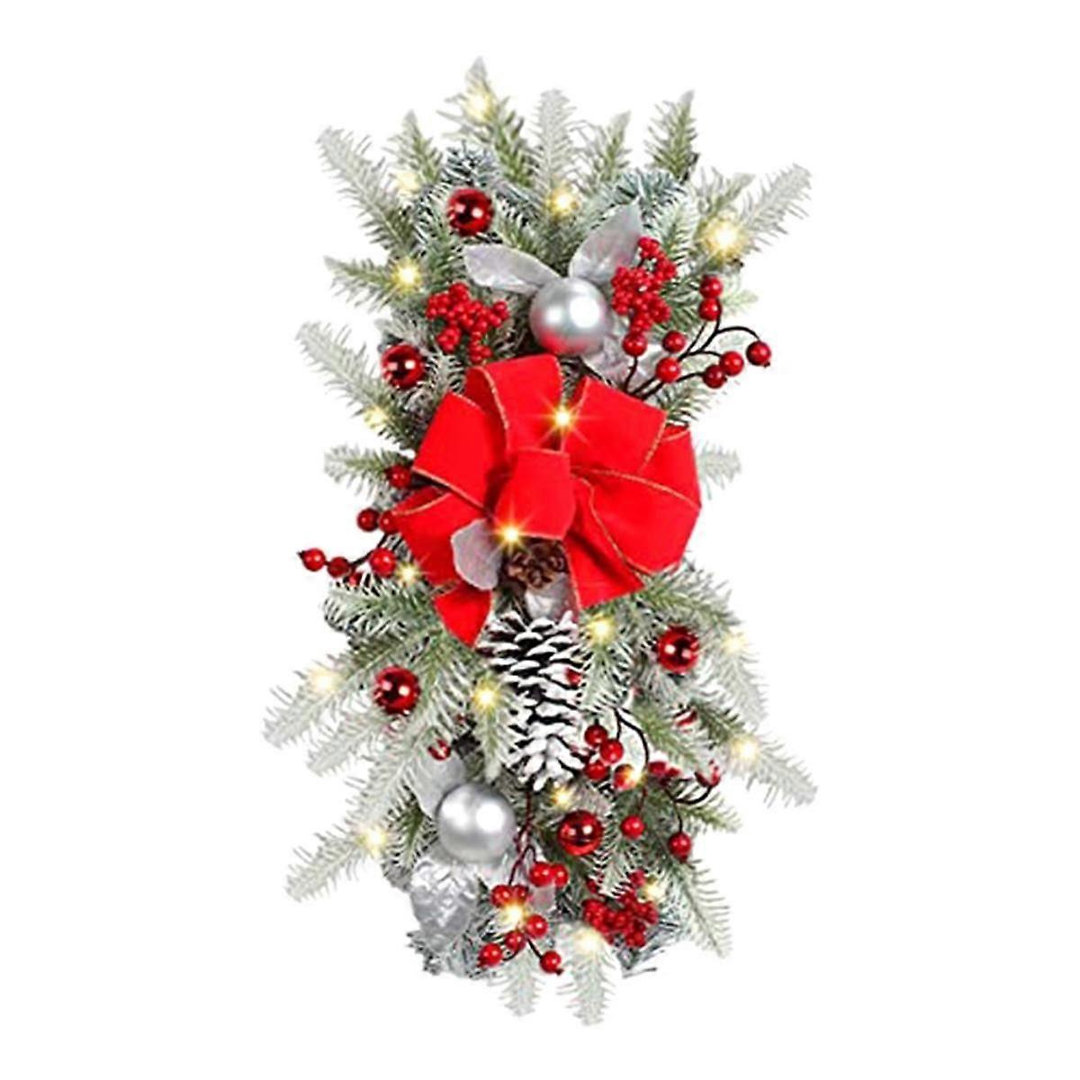Cordless Prelit Stairway Christmas , Christmas Wreaths for Front Door, Hanging Ornaments for Indoor