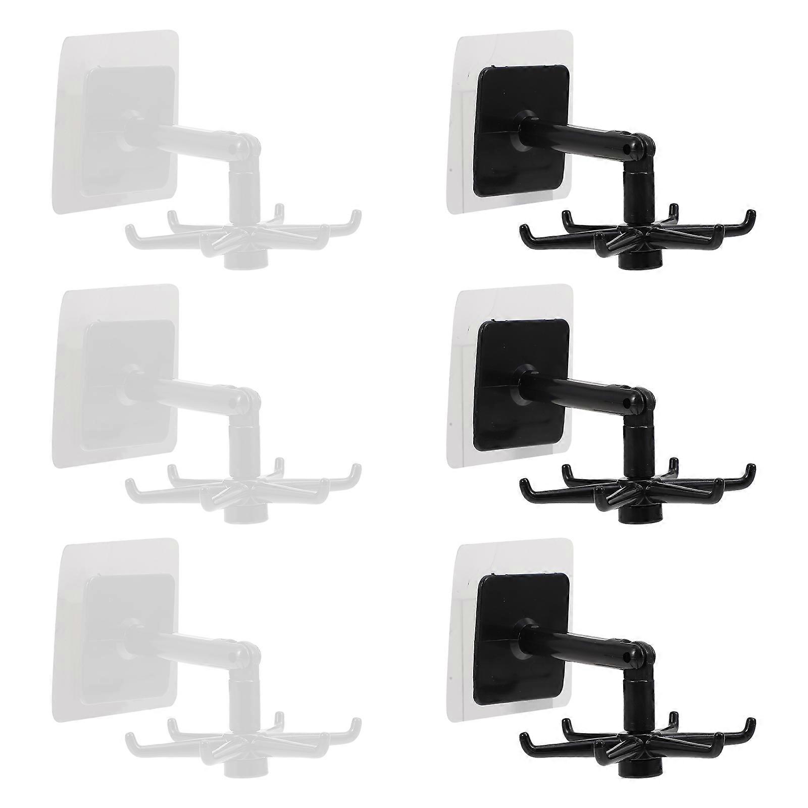 Rotatable Storage Hook for Kitchen and Bathroom White ABS Material 6 Pieces