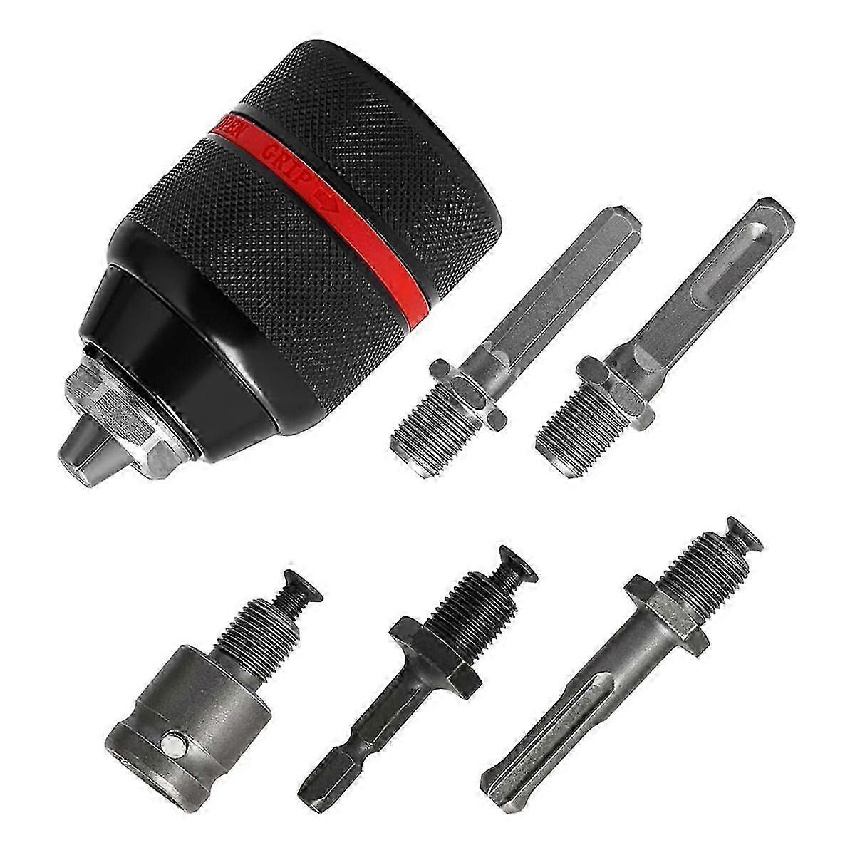 Keyless Hand Drill Chuck with SDS Plus Adapter & Hex Hand Converter - 1.5-13mm, 1/2-20UNF Compatibility