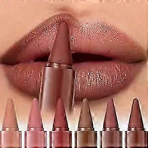 6 Pcs Gradient Lip Liner and Lipstick Combo Set - 2-in-1 Ombre Lipstick & Brown Lip Liner Duo - Waterproof, Long-Lasting, Matte Finish - Smudge-Proof