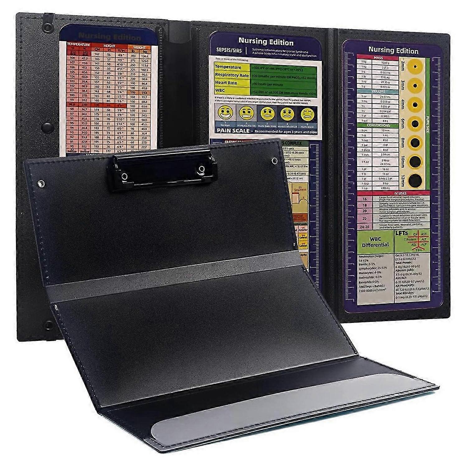 Nursing Clipboard Foldable, 3 Layers Nurse Clipboard,Black