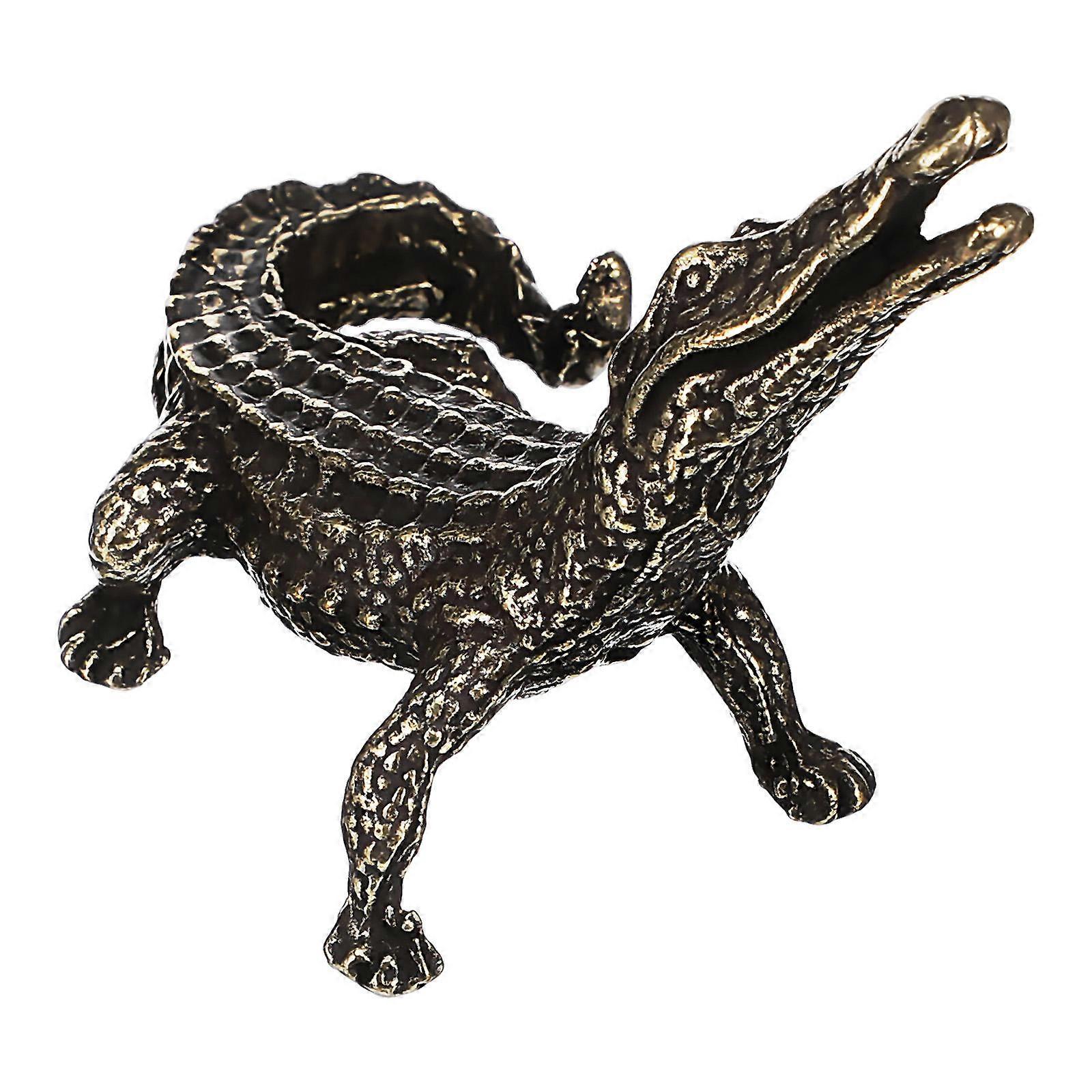 Decorative Brass Crocodile Simulation Model Toy for Interior Decor 5 Pieces