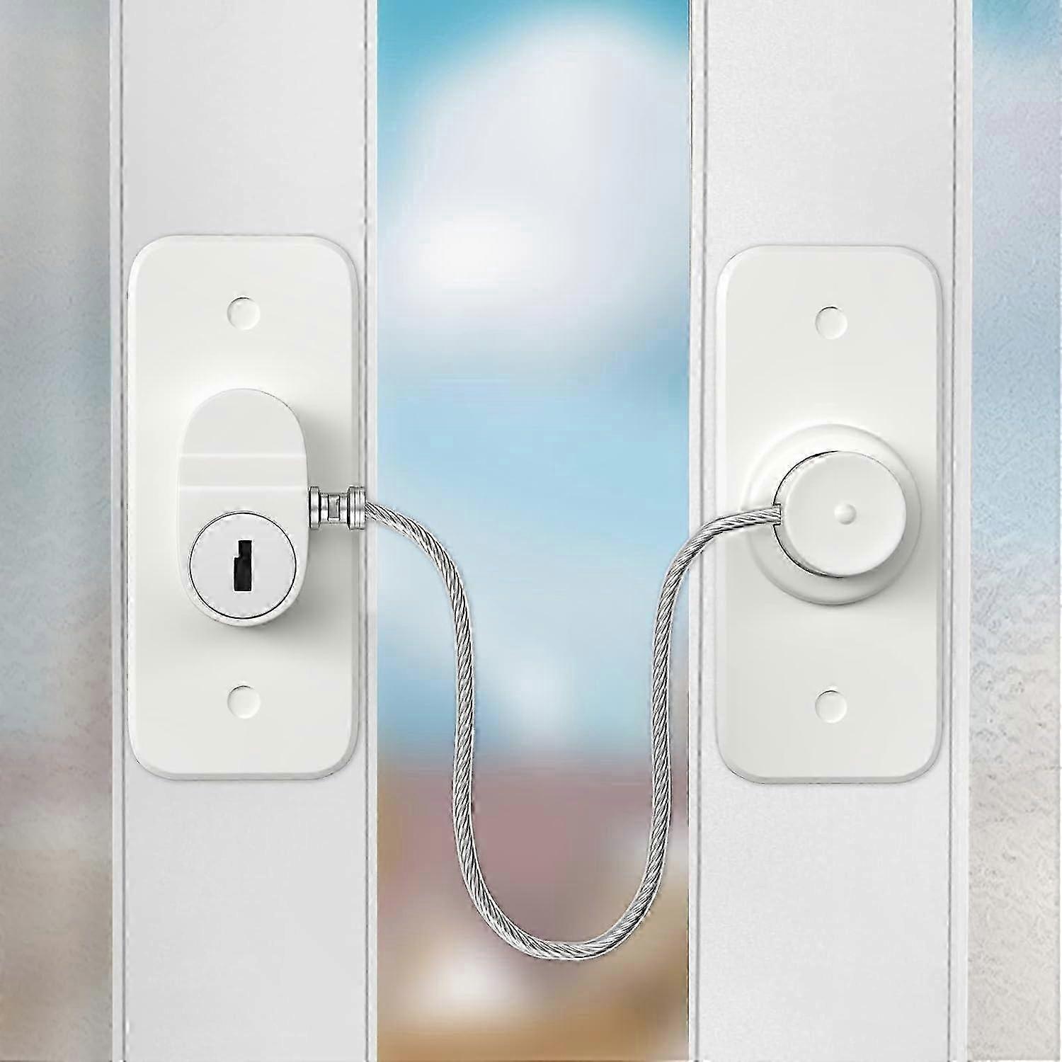 2-Pack Window Restrictor with Key Lock, Self-Adhesive Safety Lock for Windows and Appliances, Child and Pet Proof Security Solution