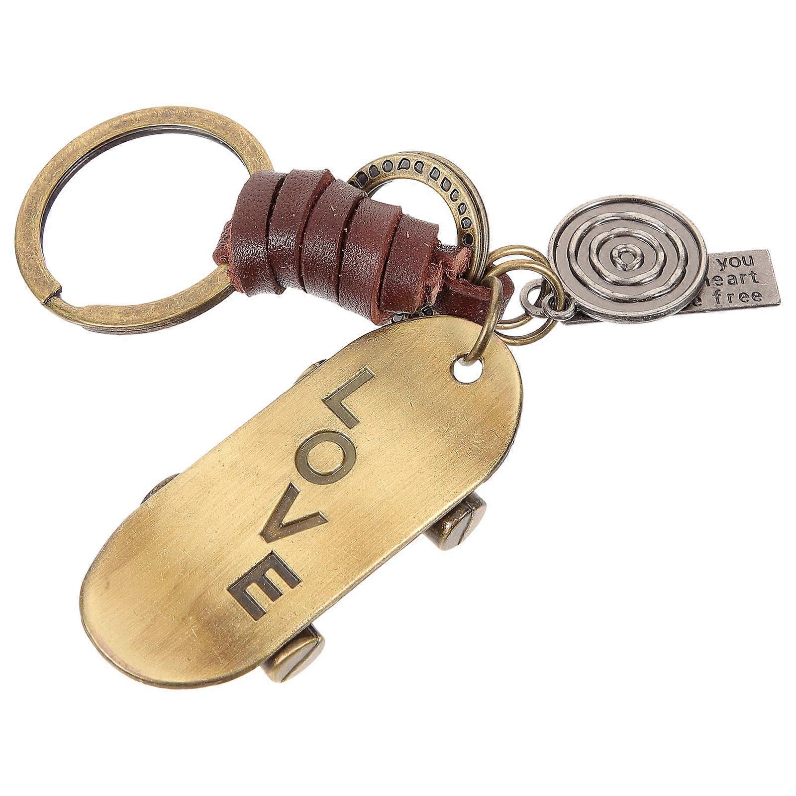 Decorative Skateboard Keychain Golden Keychain for Decoration