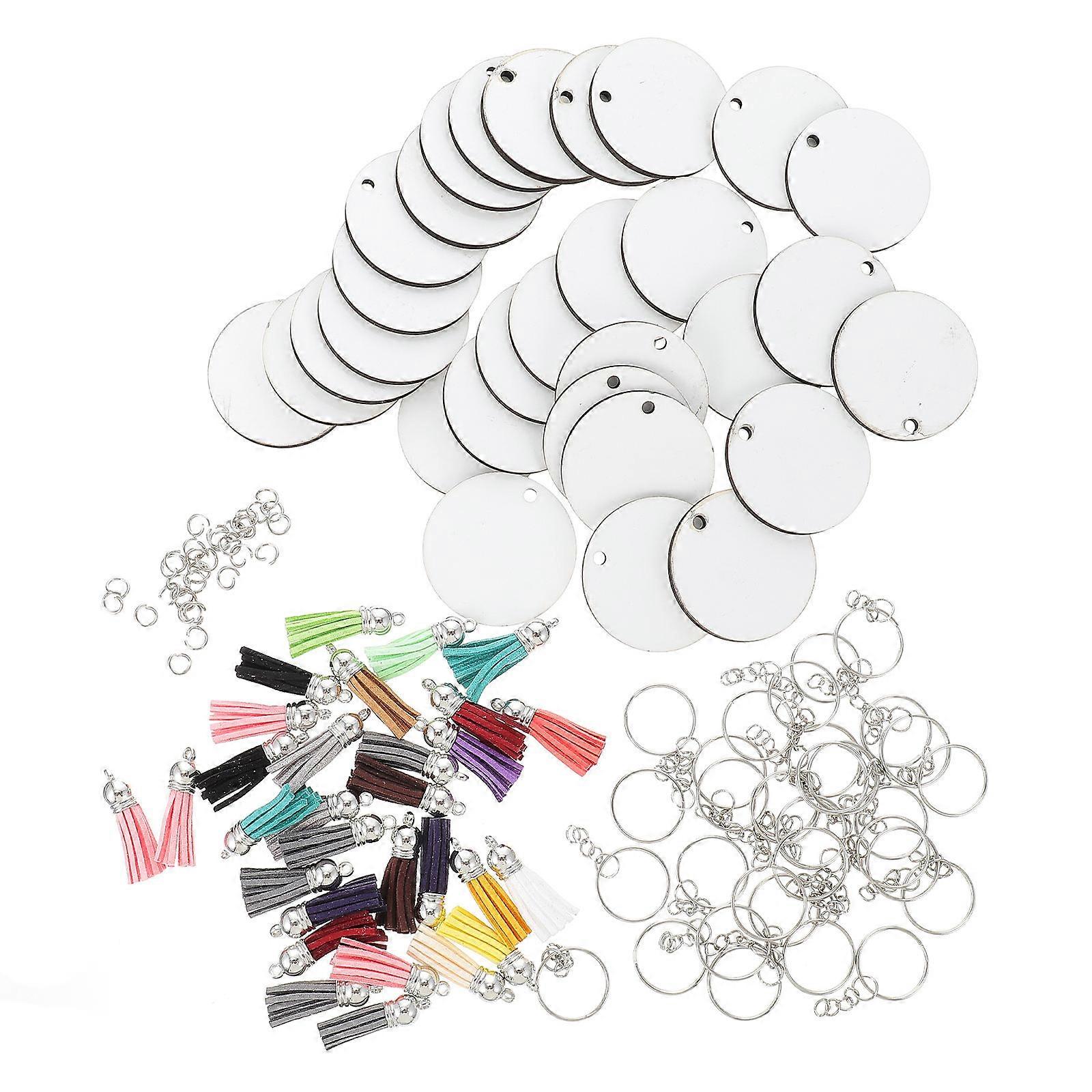 Thermal Transfer Keychain Blank Set for DIY Crafts with Tassel 1Set