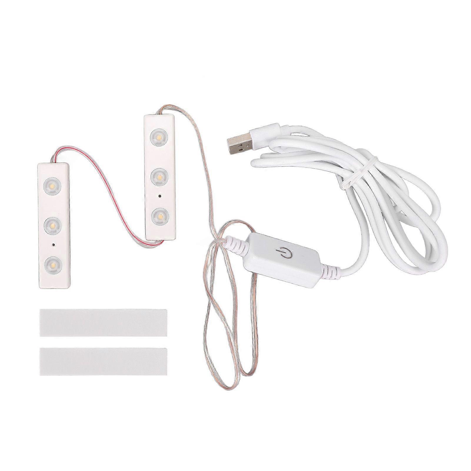 LED Makeup Mirror Light Adjustable Brightness USB Plug in DIY Mirror Strip Light Bulb 2 Strings (6pcs Light Chips)