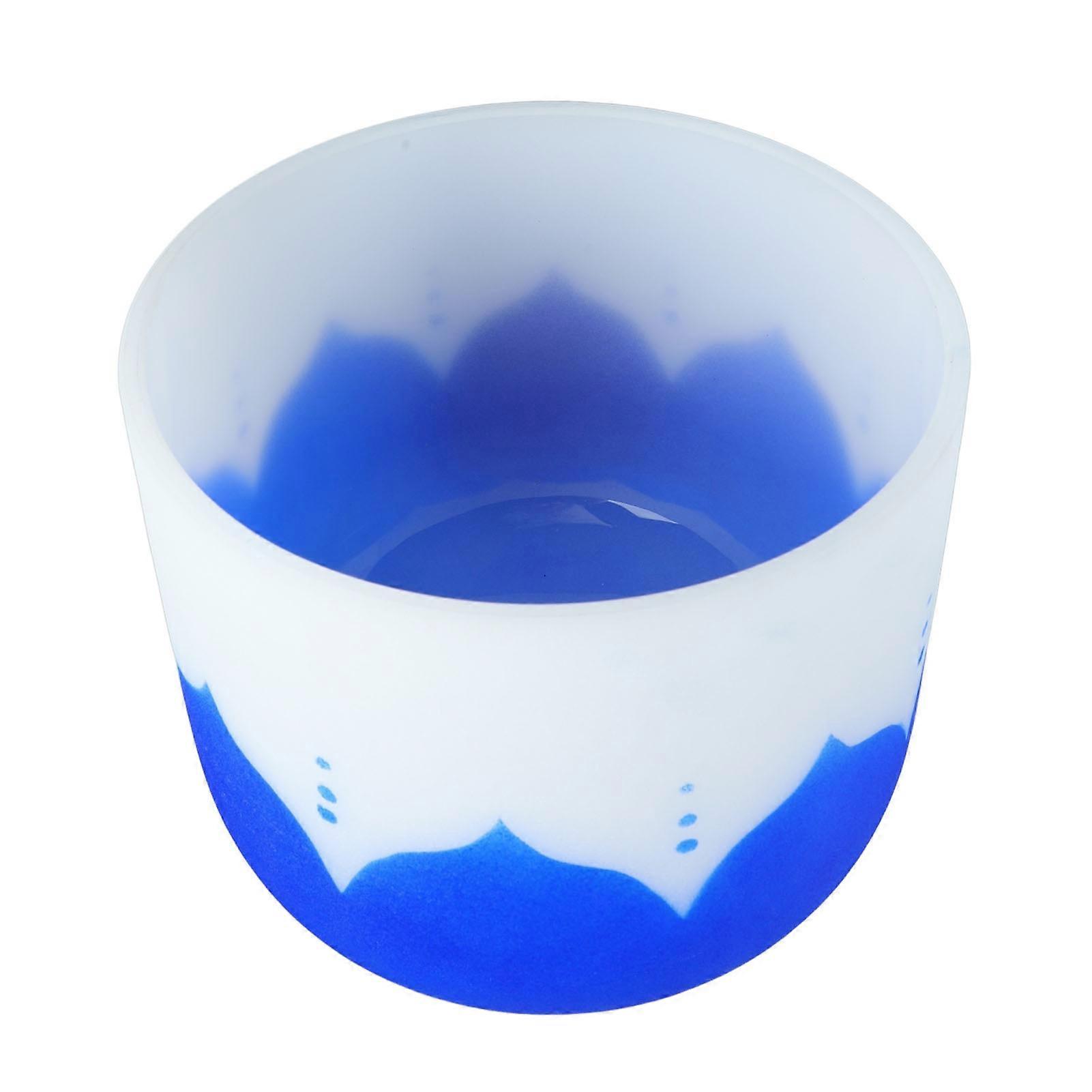 14 pouces Bol chantant en quartz givré C note Blue Lotus Design