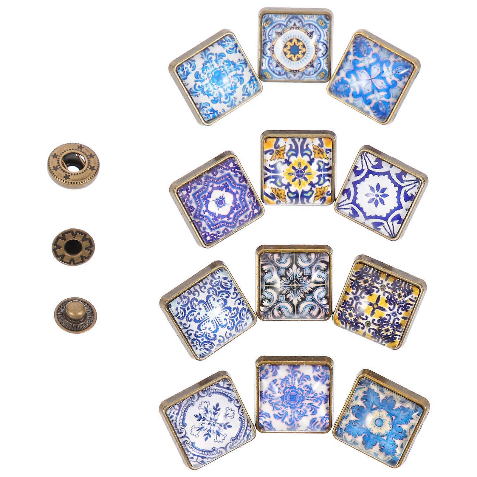 Assorted Color Blue and White Buttons Snap Fastener for DIY Use 12Pcs