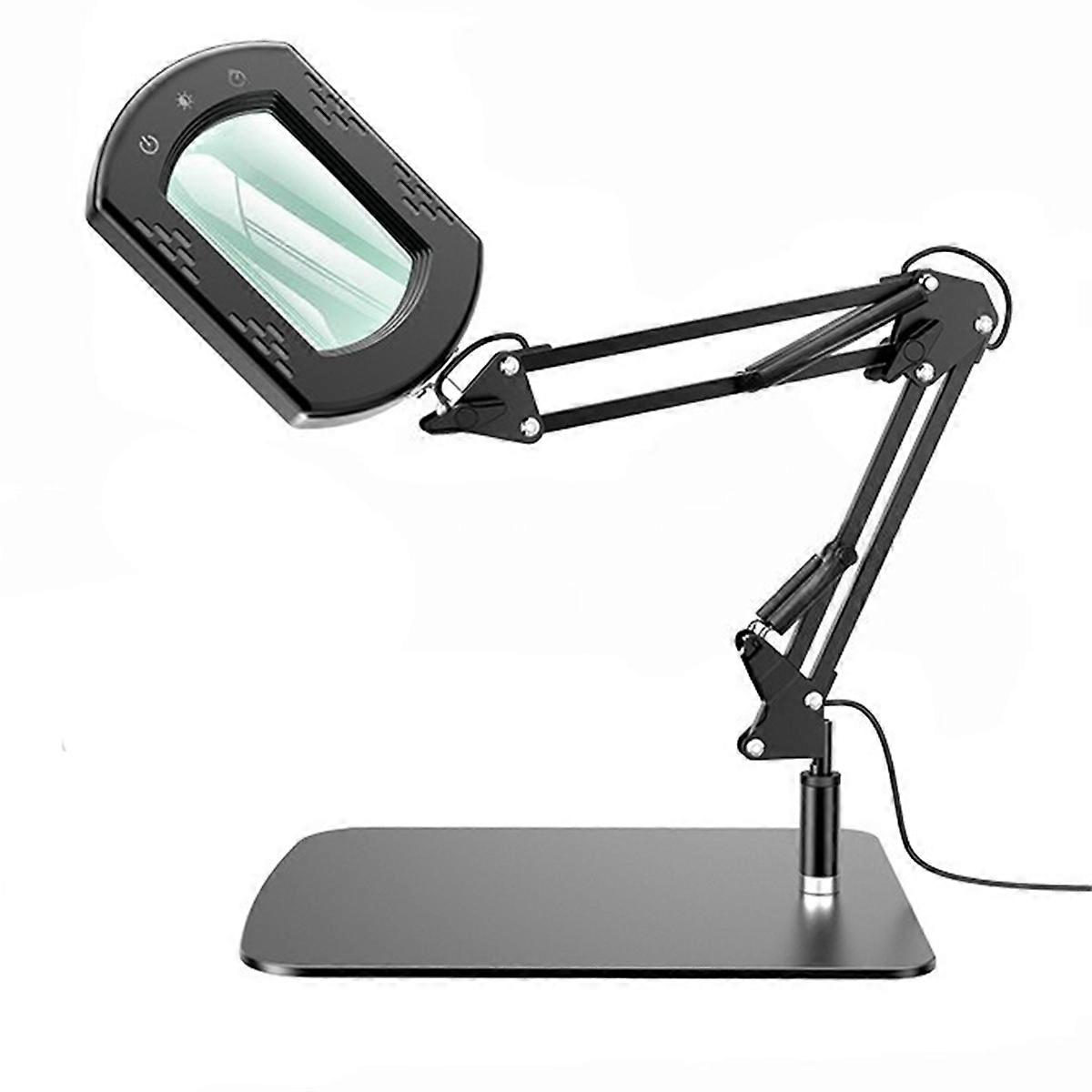 10X Square Magnifying Glass with Light and Stand, Real Glass LED Lighted Magnifier, 5 Color Modes Stepless Dimmable