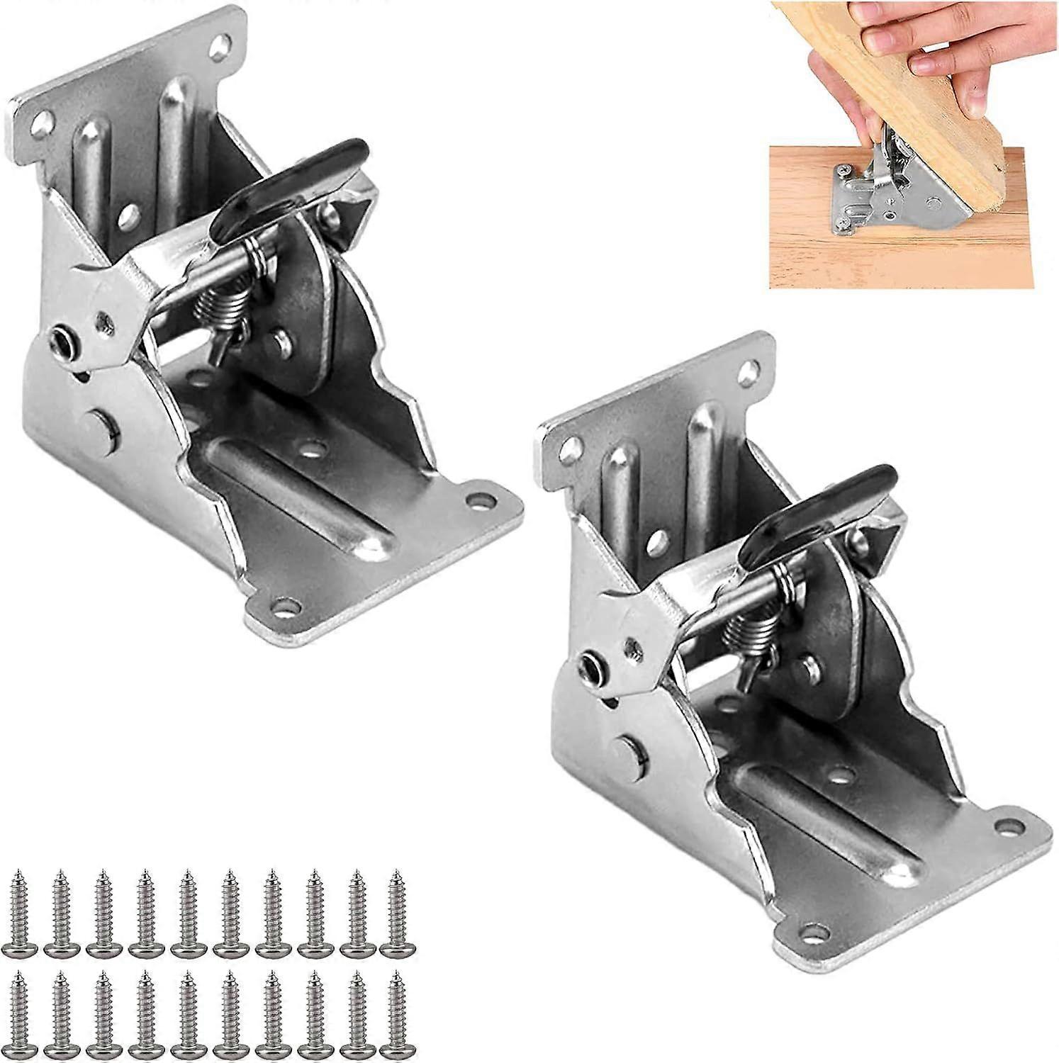 2 Pieces Self-Locking Hinges Folding Table Leg Invisible Hinges Locking Extension Table Cupboard Door Hinge for Work Table Chair