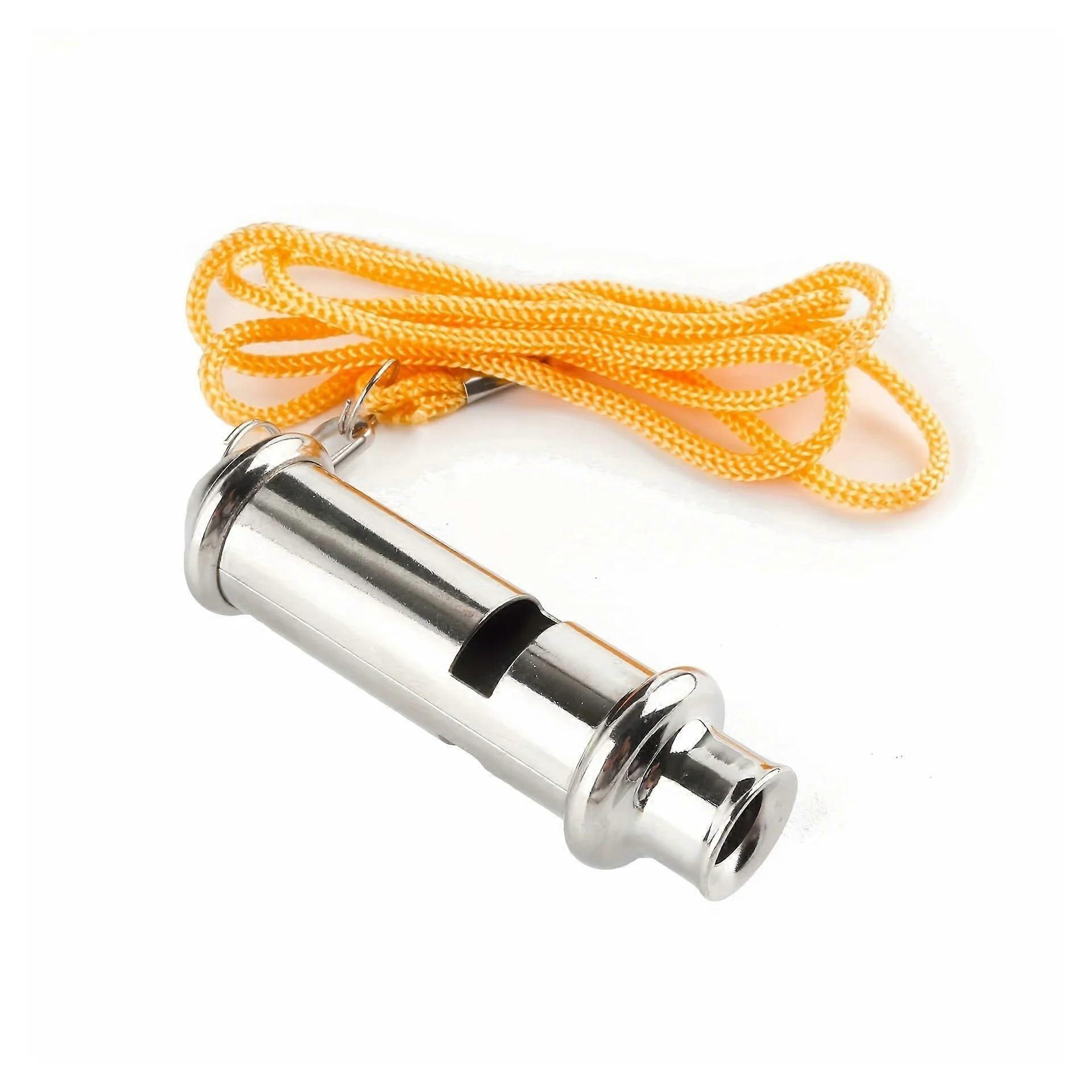 Stainless Steel Whistle 150dB Frequency, Police/Traffic/Pet Training, Emergency Use, 2Pack with Lanyard, Silver